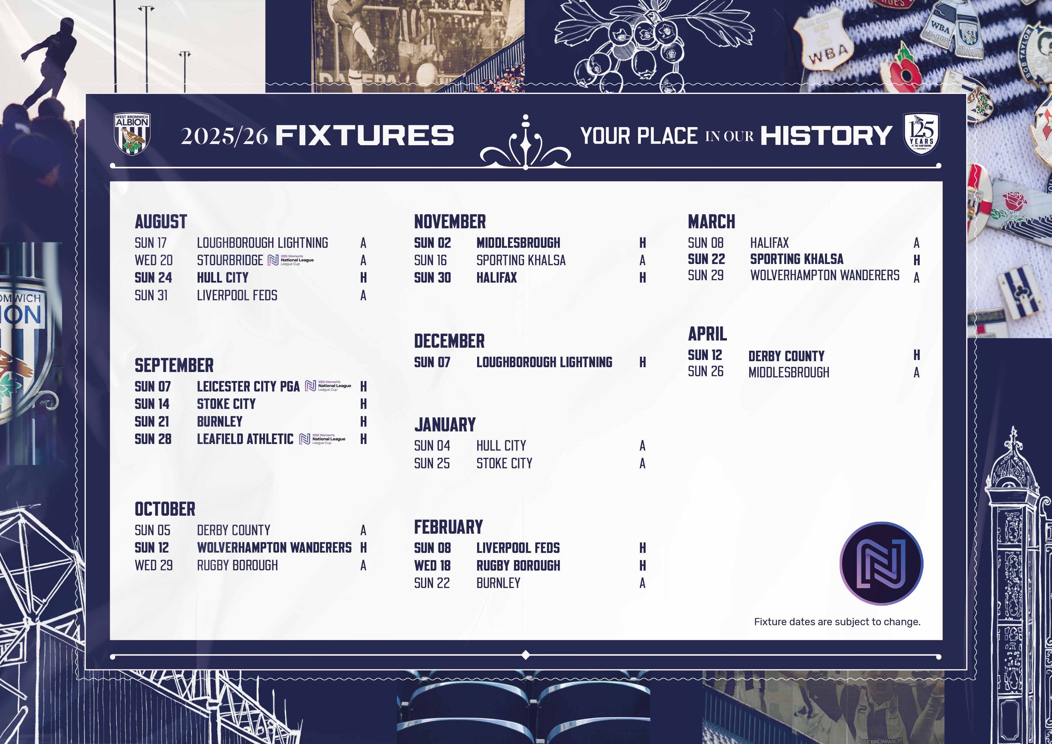 Albion Women's 2025/26 fixtures