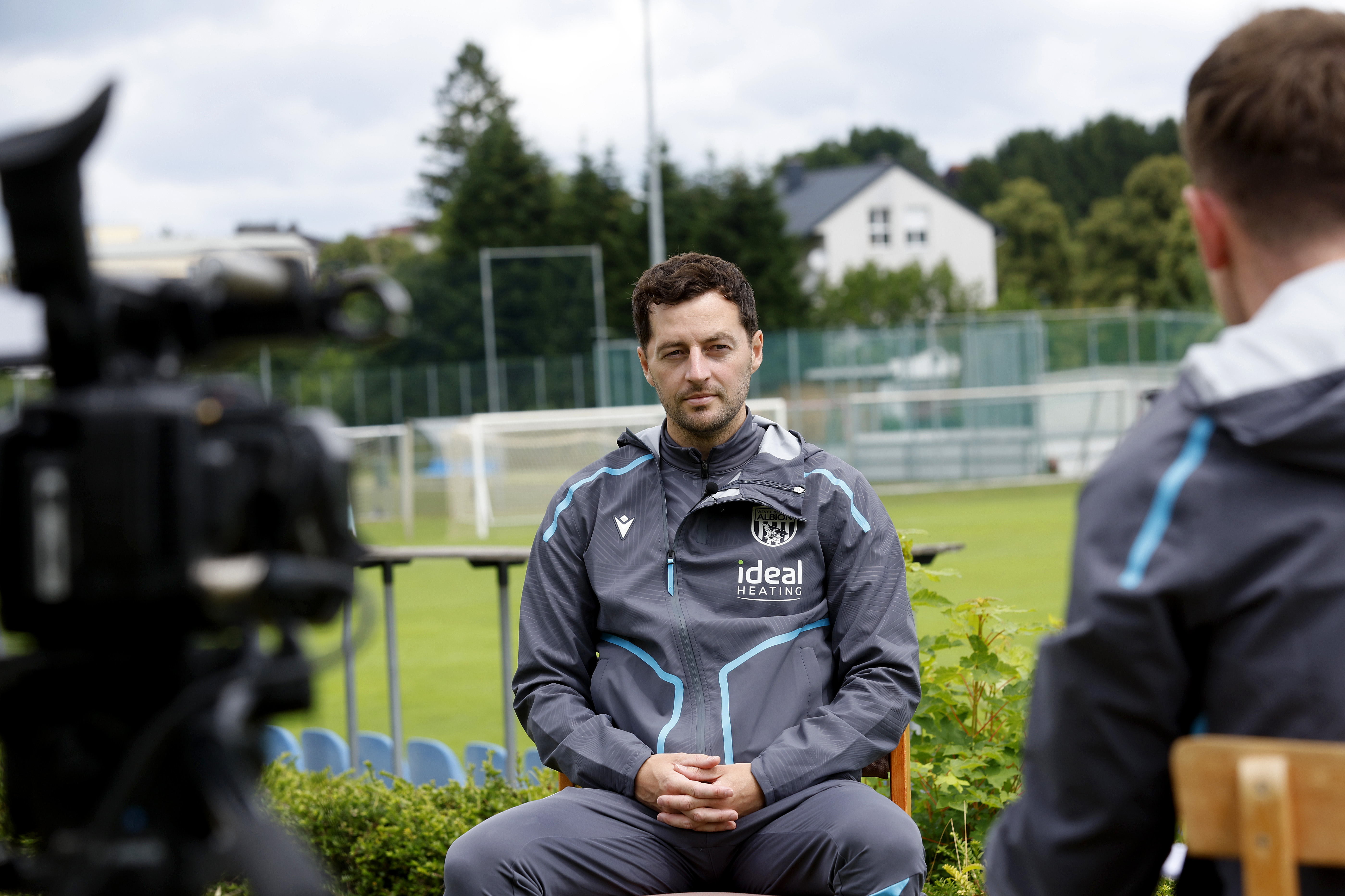 Ryan Mason is interviewed by WBA TV out in Austria
