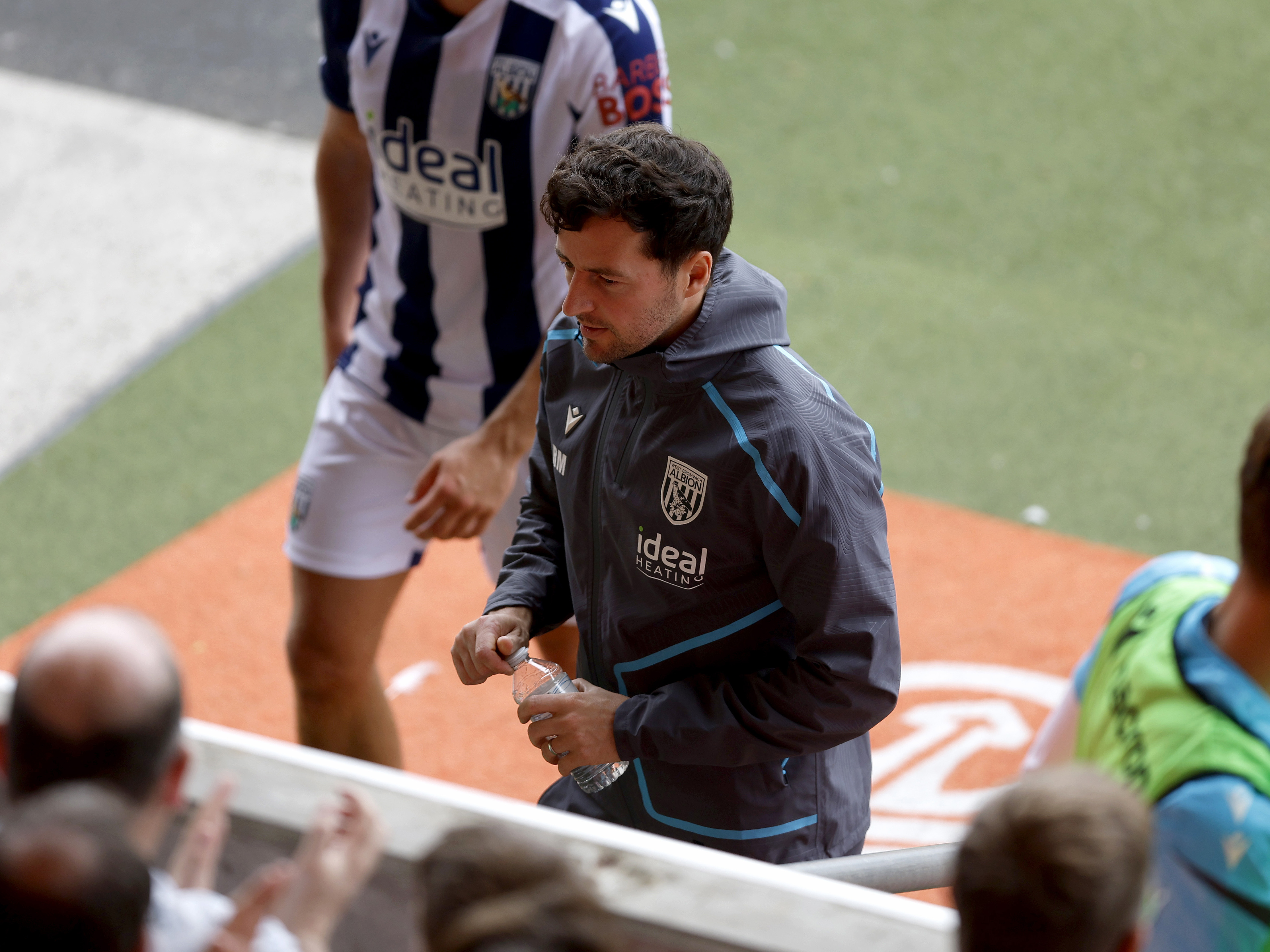 An image of Ryan Mason in the dugout at Blackpool