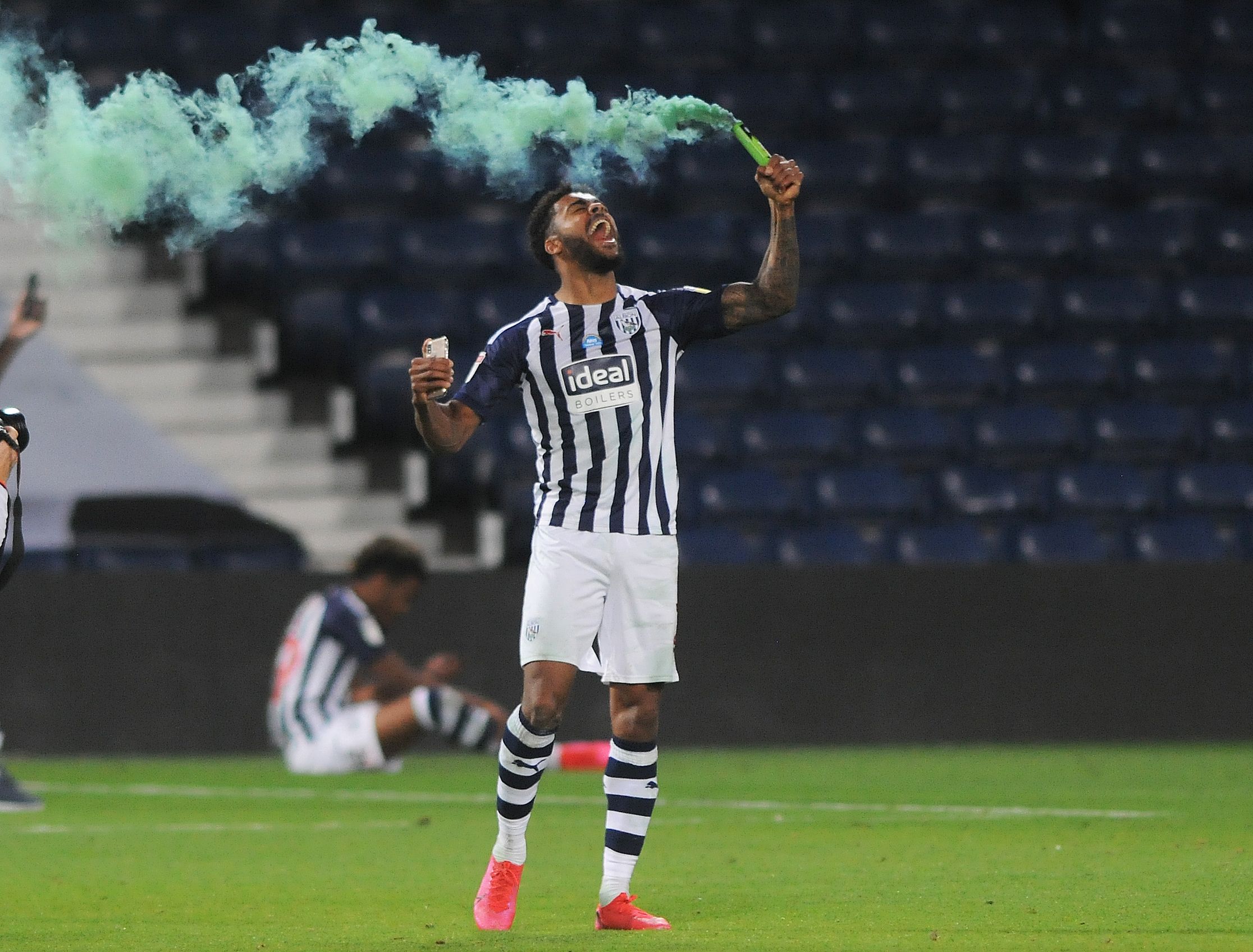Darnell Furlong Celebrating at The Hawthorns after returning to the Premier League