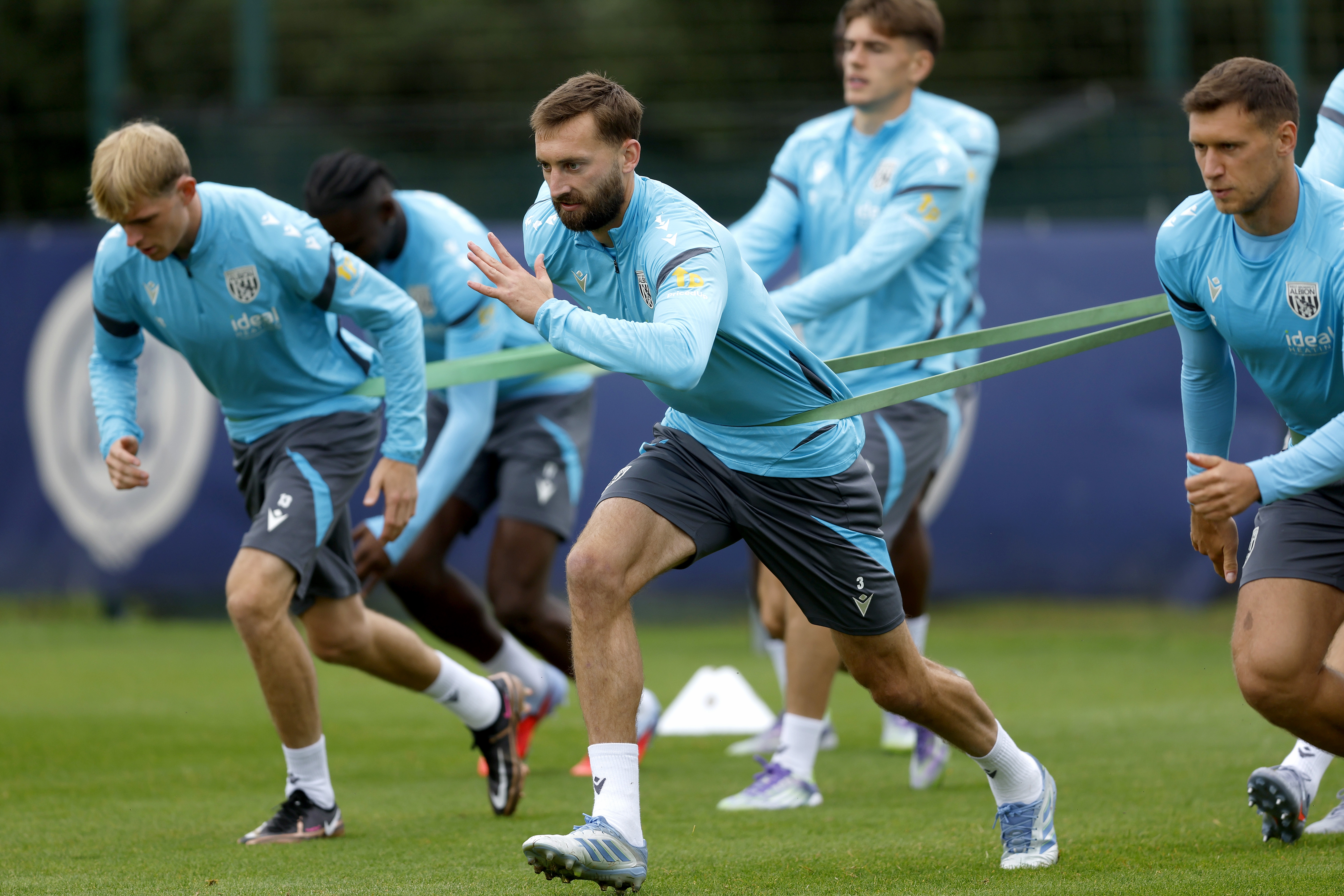 Several players warming up during a training session
