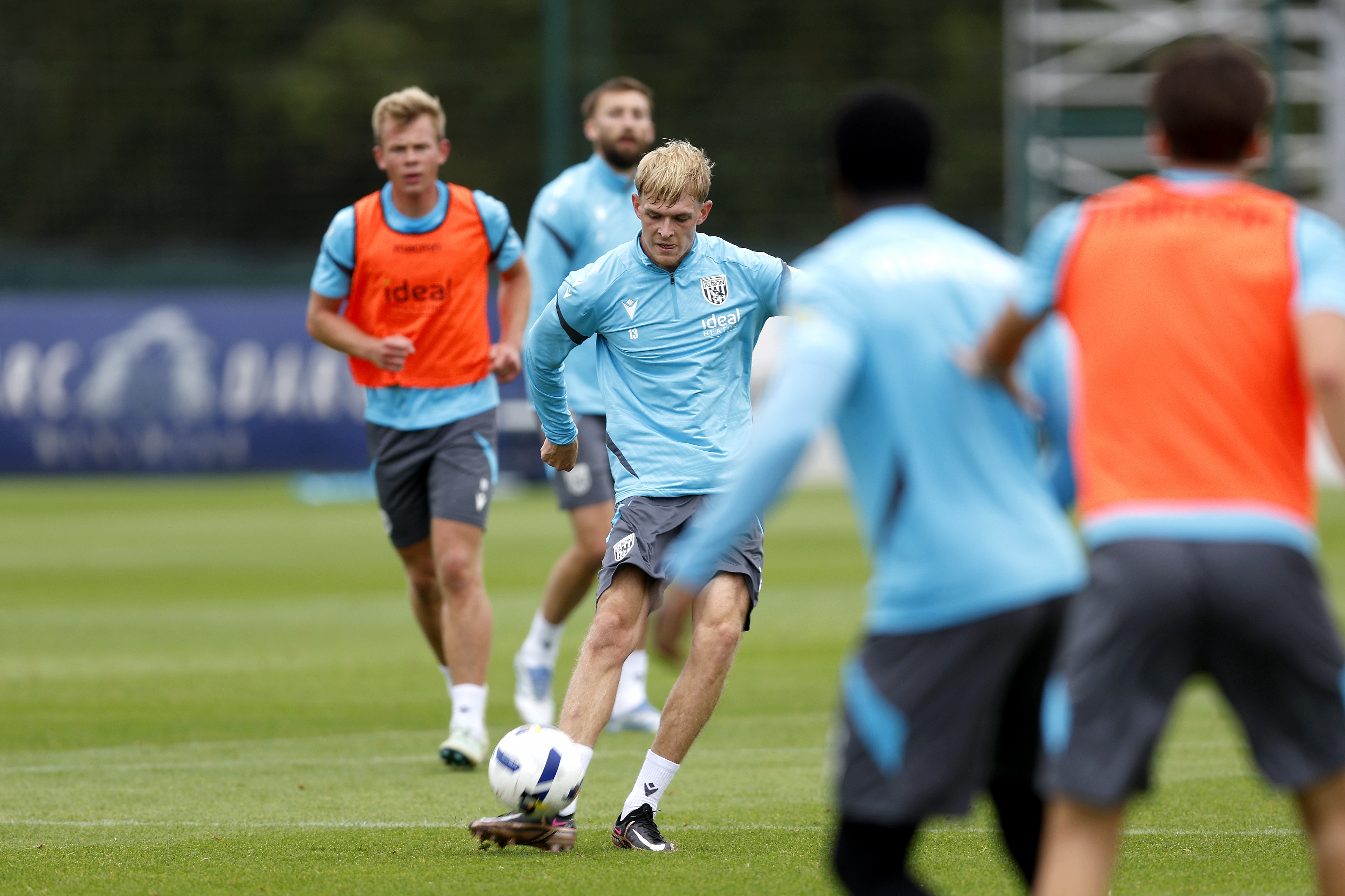 Toby Collyer on the ball during training 