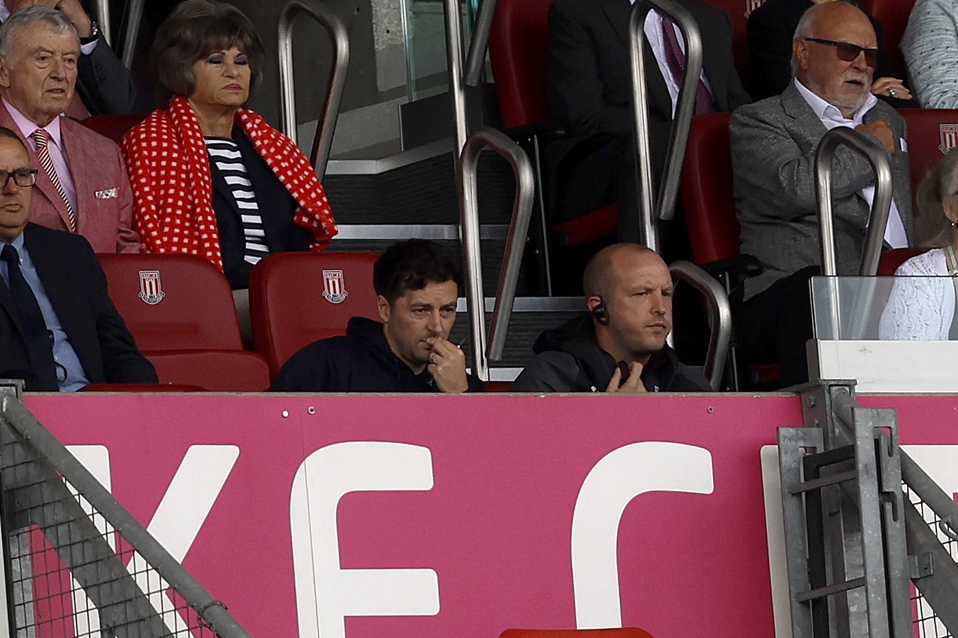 Ryan Mason watching Stoke v Albion from the stand