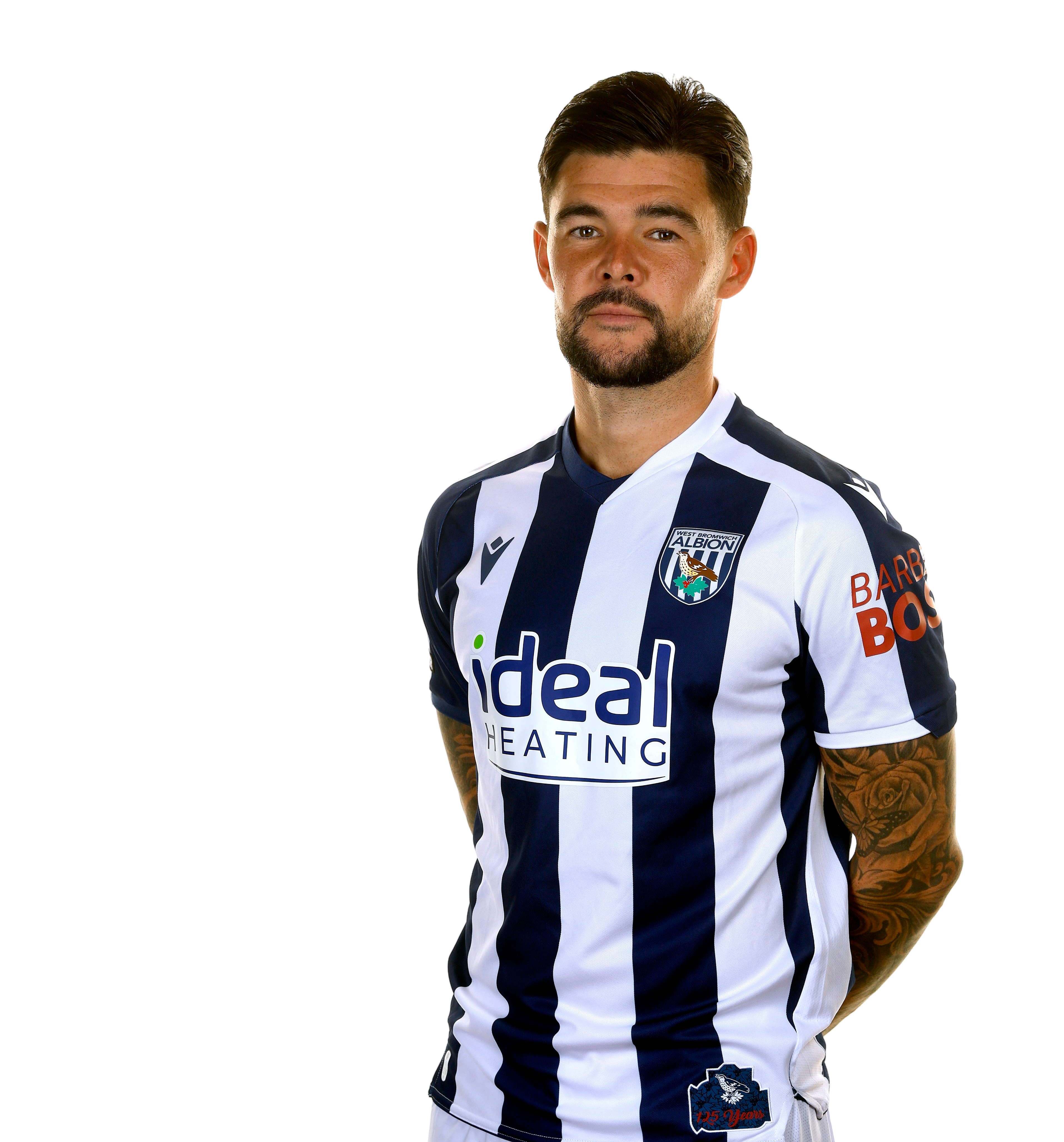 A photo of Albion midfielder Alex Mowatt in the 2025/26 home kit