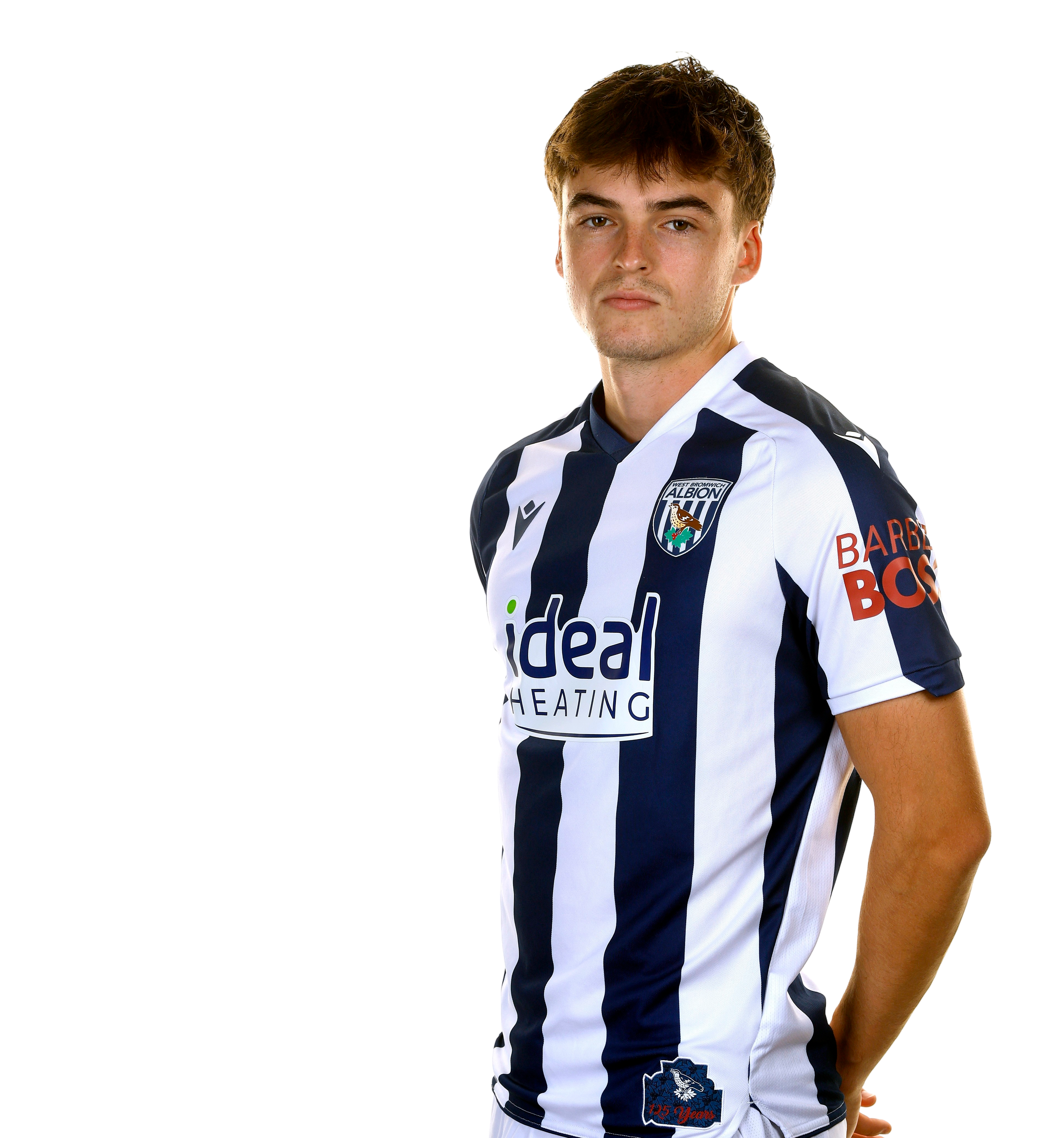 A photo of Albion U21 defender Alex Williams in the 2025/26 home kit