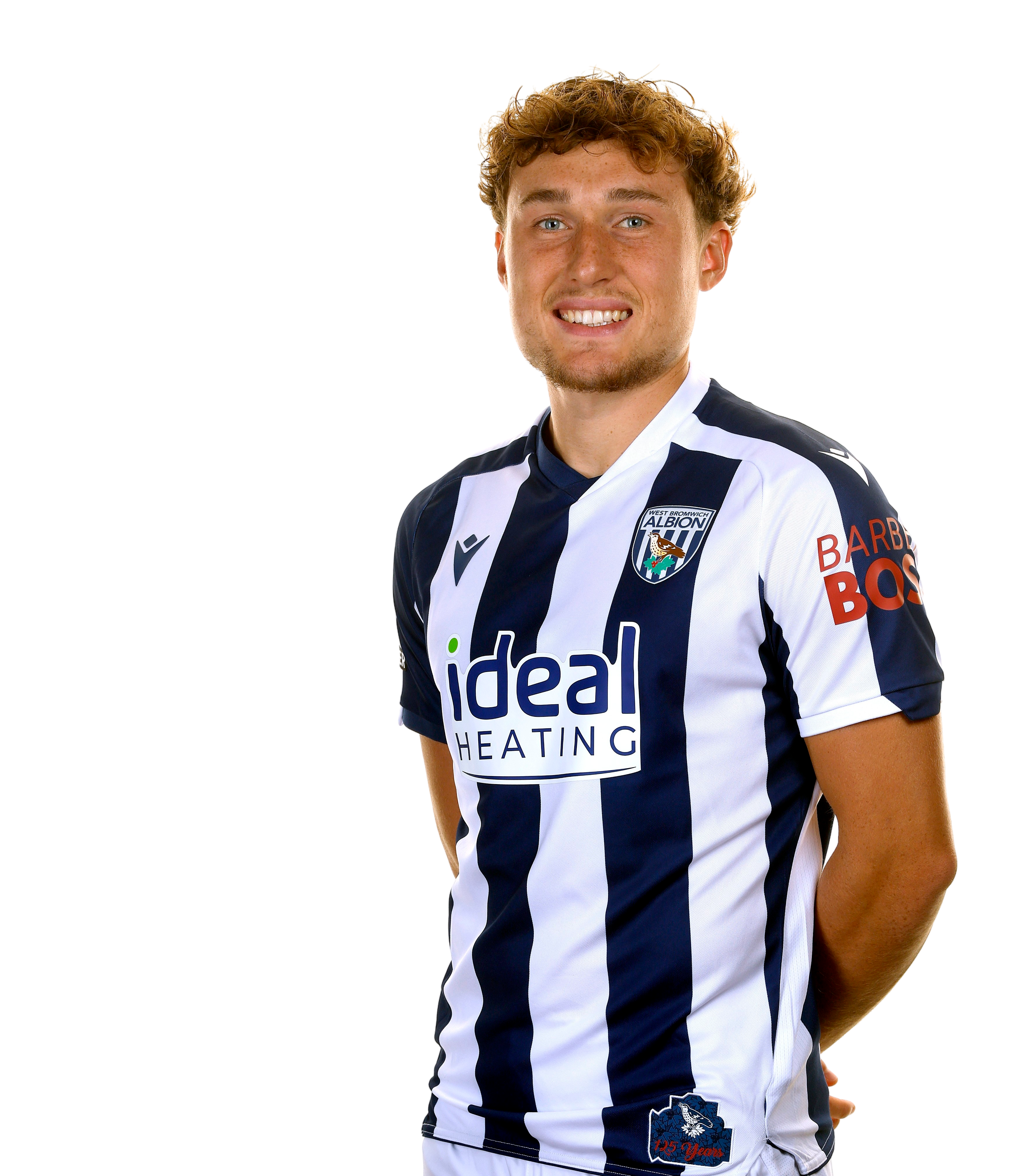 A photo of Albion defender Callum Styles in the 2025/26 home kit