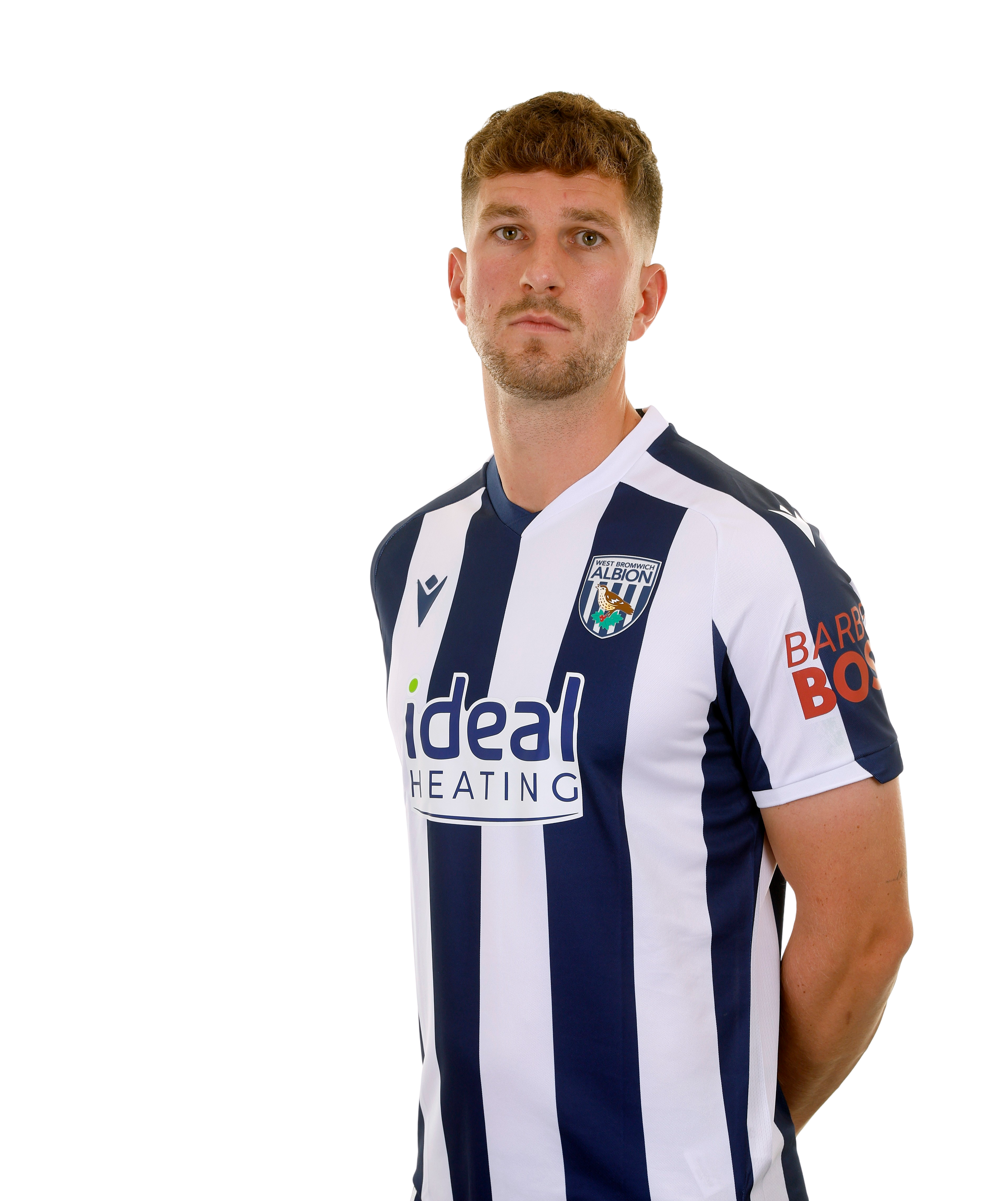 A photo of Albion defender Chris Mepham in the 2025/26 home kit