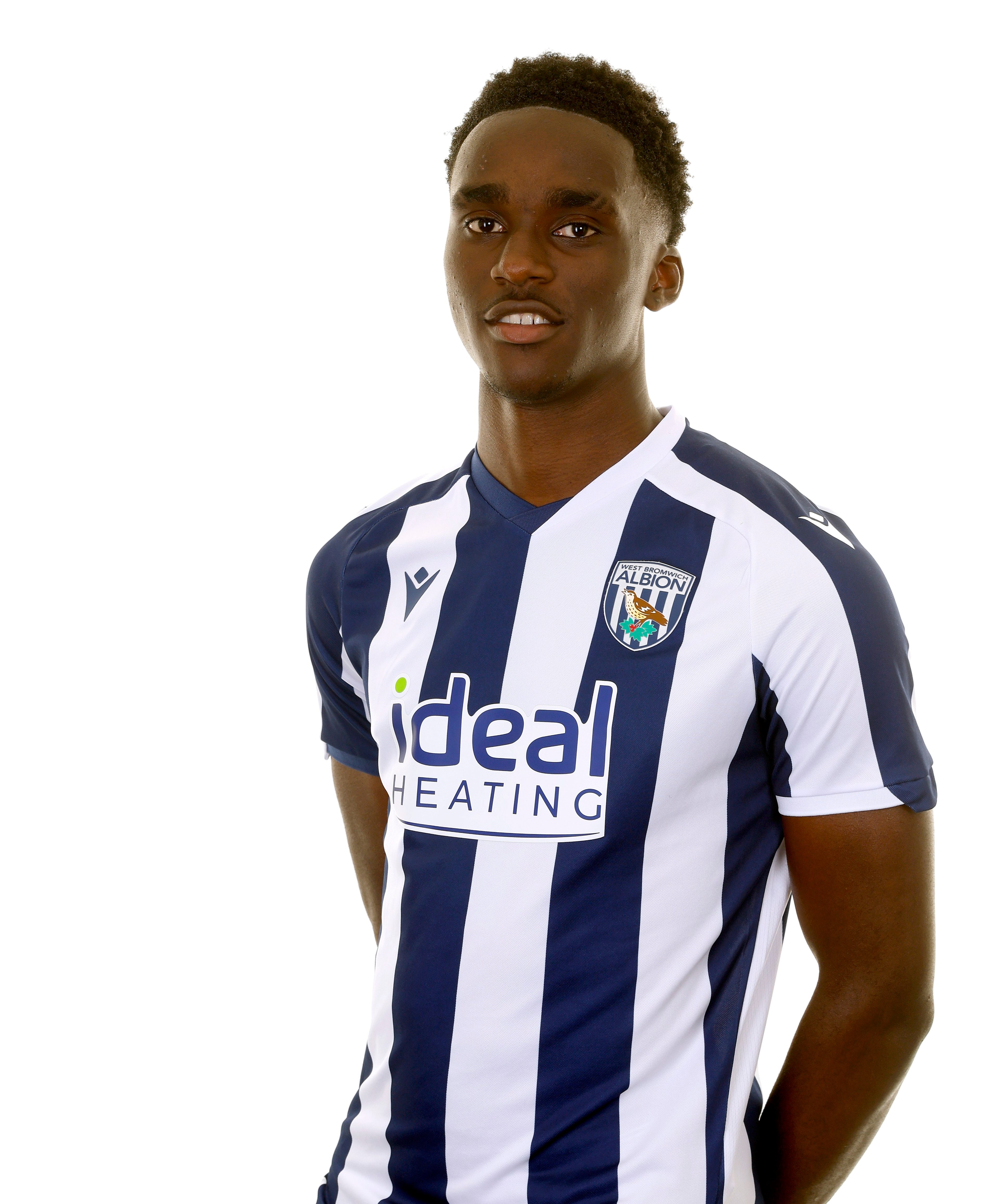 A photo of Albion U21 forward Dan Chimeziri in the 2025/26 home kit