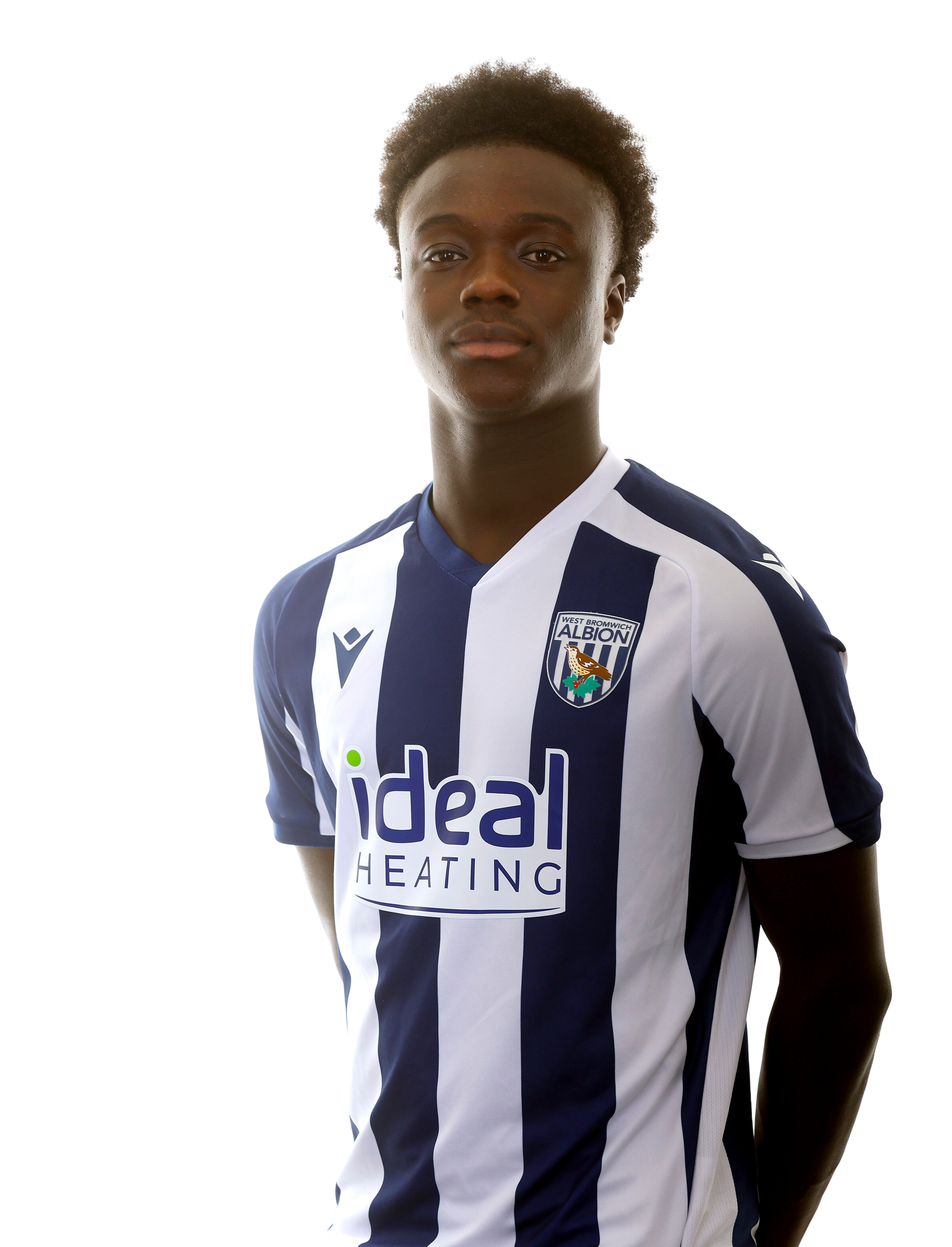 A photo of Albion U18 defender Dauda Iddrisa in the 2025/26 home kit