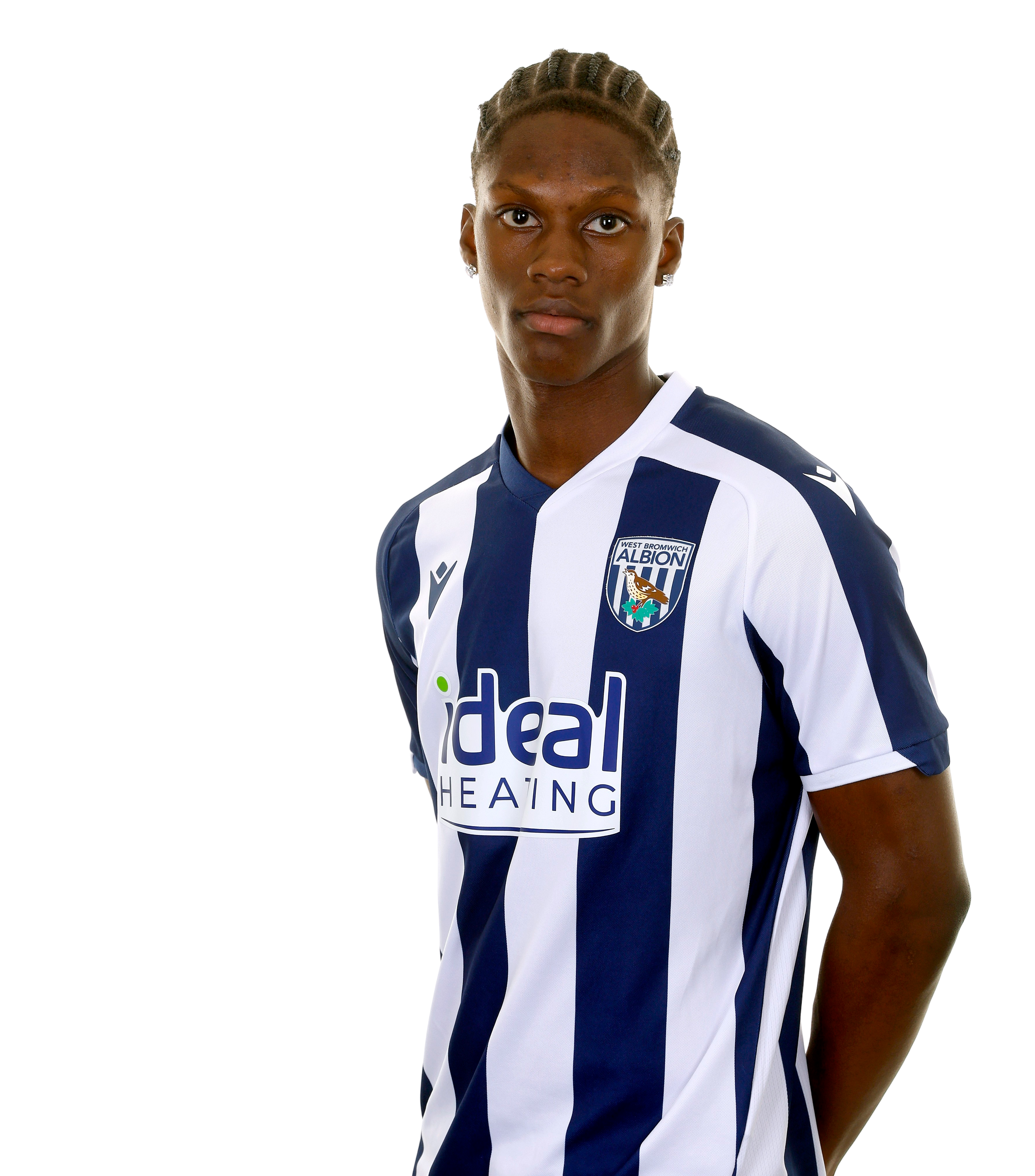 A photo of Albion U21 attacker Donte-German Ranger in the 2025/26 home kit