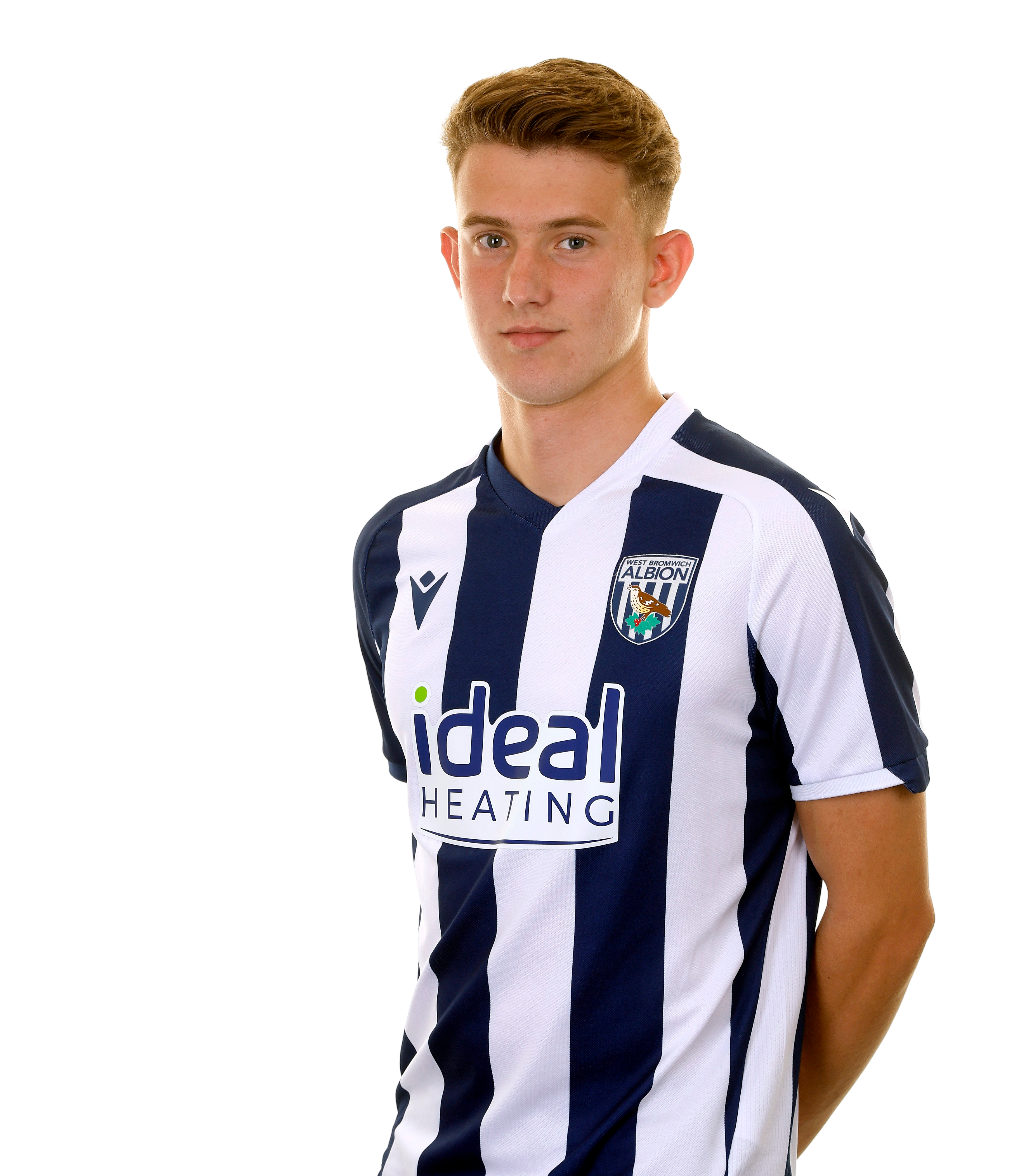 A photo of Albion U21 attacker Jack Bray in the 2025/26 home kit