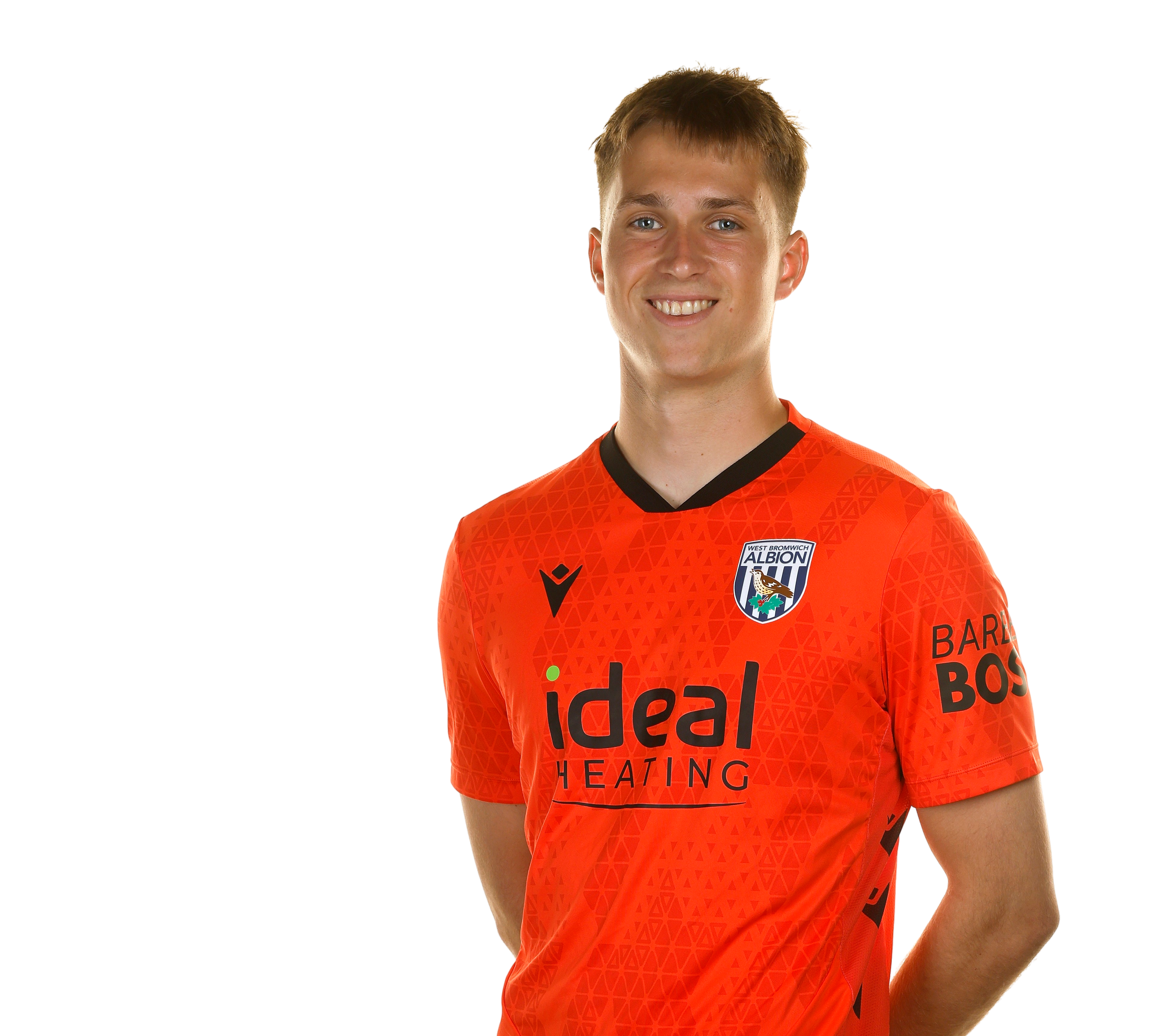 A photo of Albion U21 goalkeeper Joe Wallis in the 2025/26 orange keeper kit