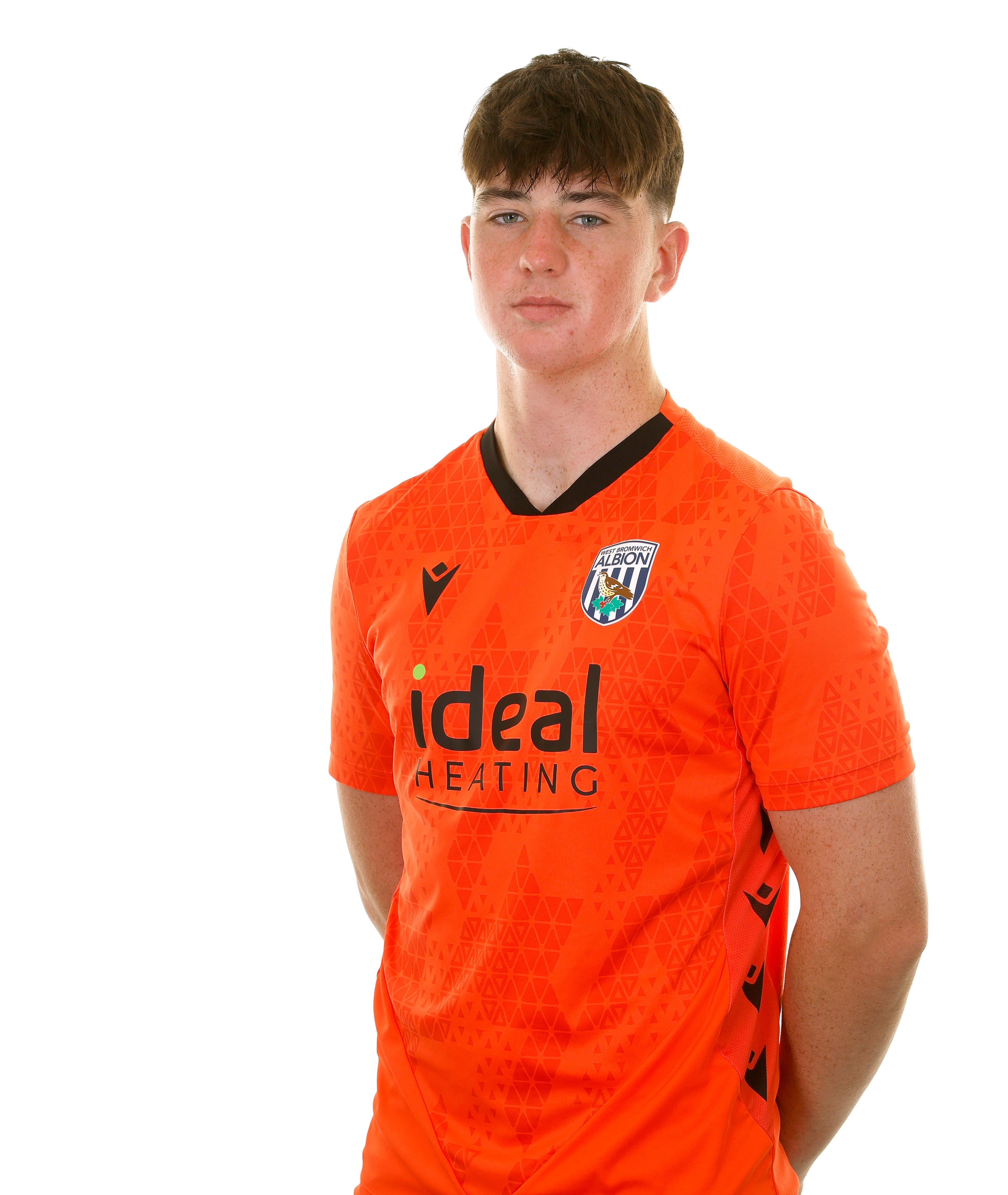 A photo of Albion U21 goalkeeper Louis Brady in the 2025/26 orange keeper kit