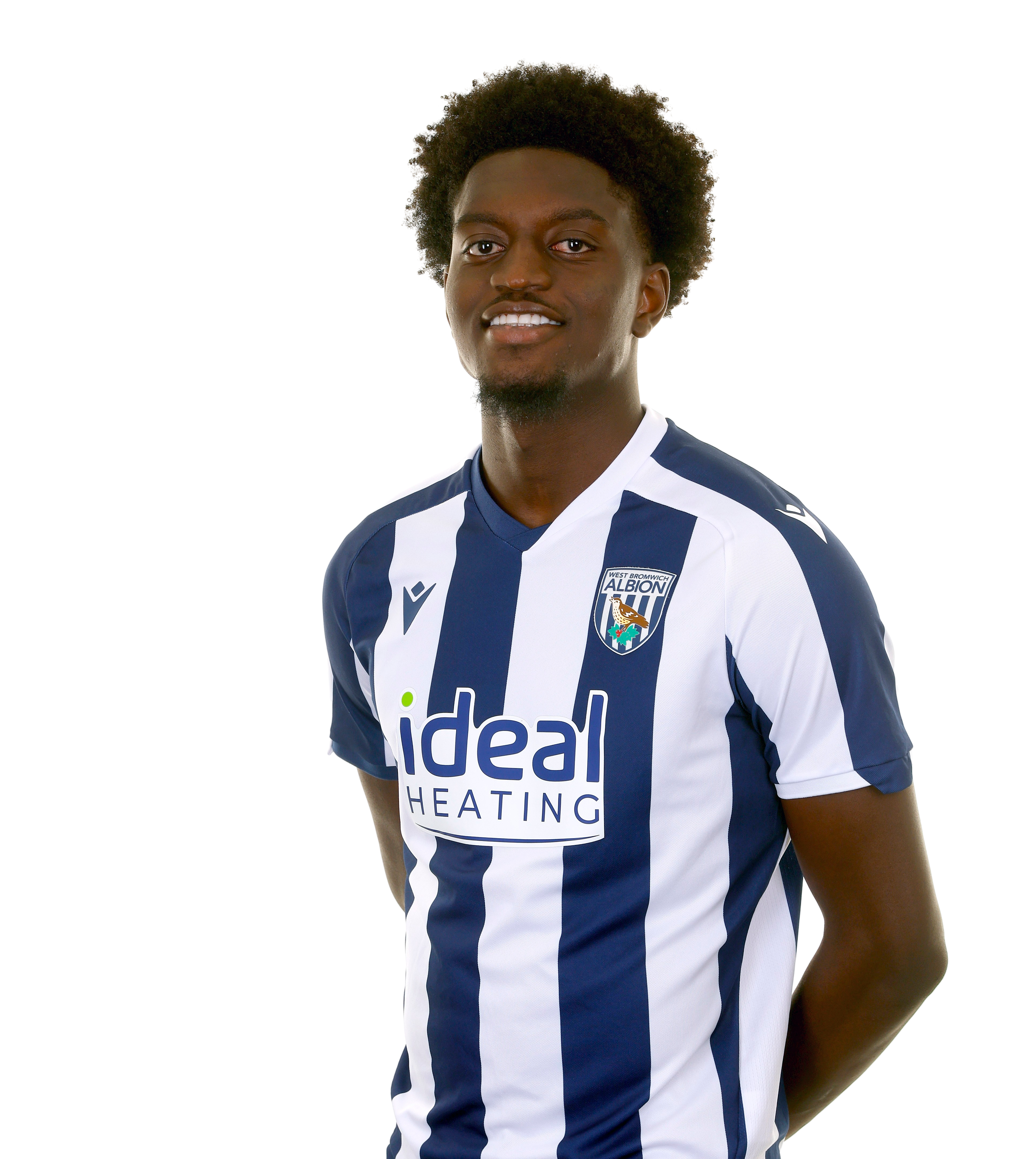 A photo of Albion U21 defender Michael Parker in the 2025/26 home kit