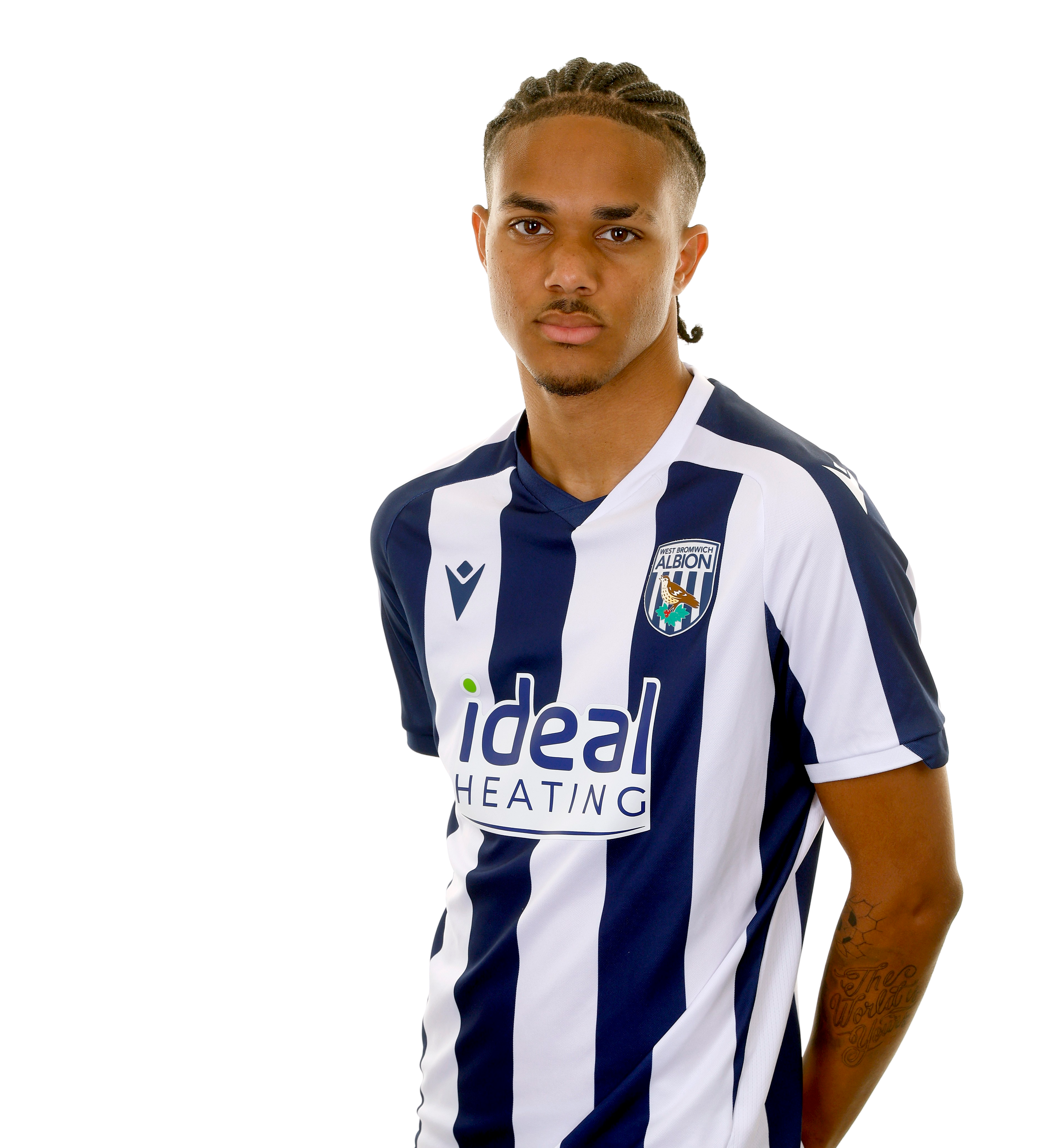 A photo of Albion U21 attacker Miller McDonald in the 2025/26 home kit