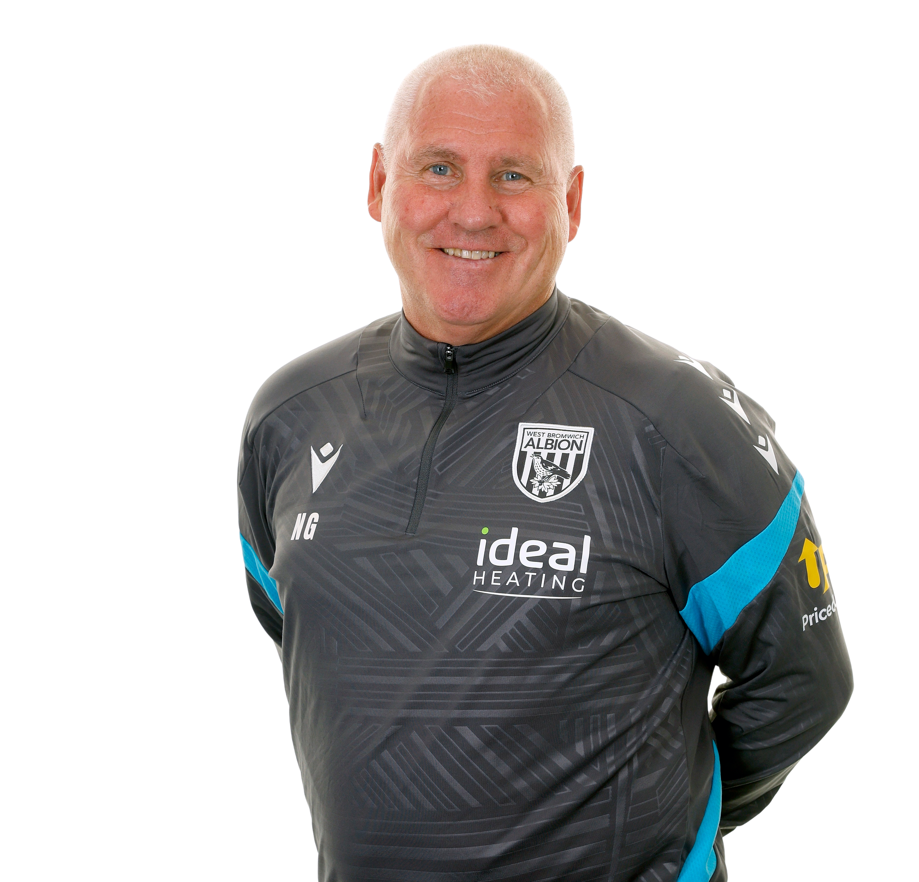 A photo of Albion first team assistant coach Nigel Gibbs in the 2025/26 grey training kit