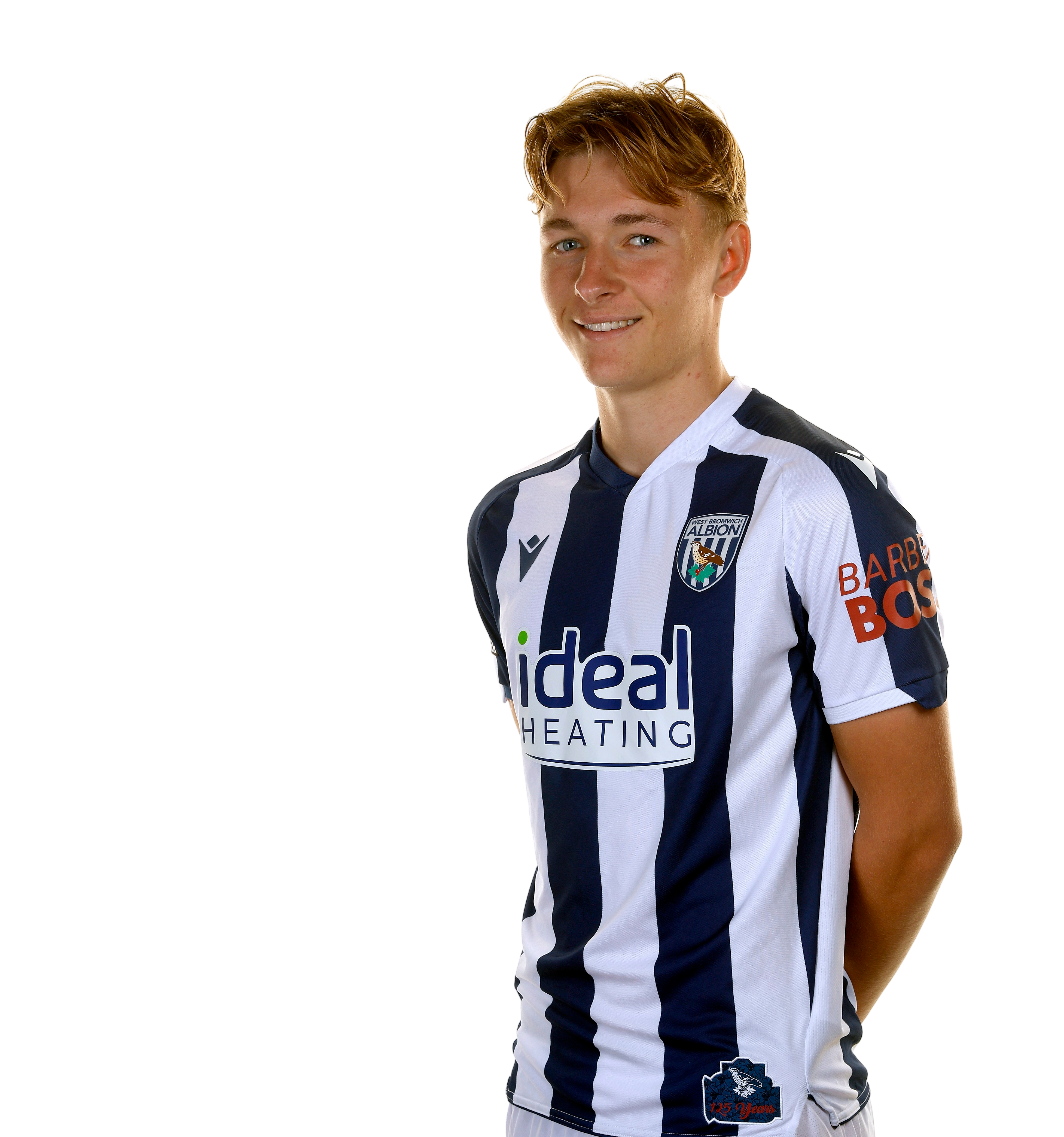 A photo of Albion attacker Ollie Bostock in the 2025/26 home kit