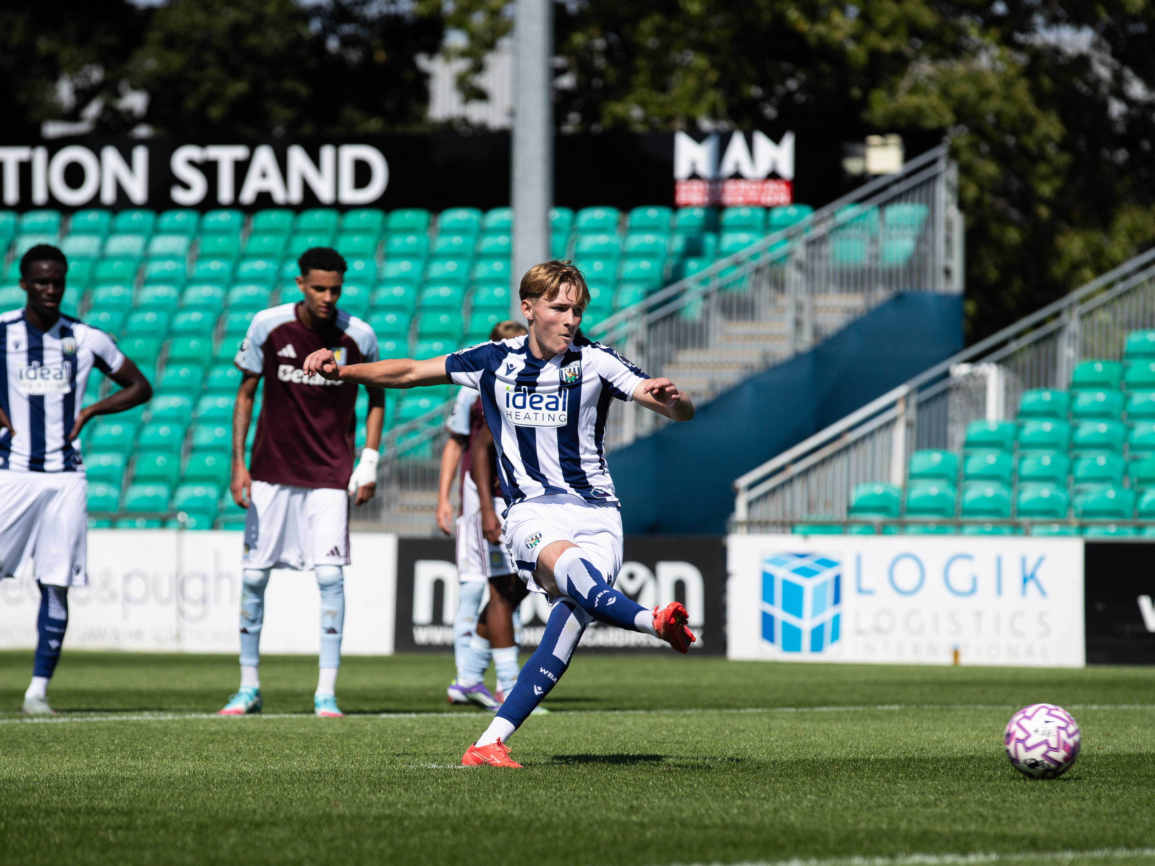 A photo of Albion youngster Ollie Bostock in the 2025/26 home kit