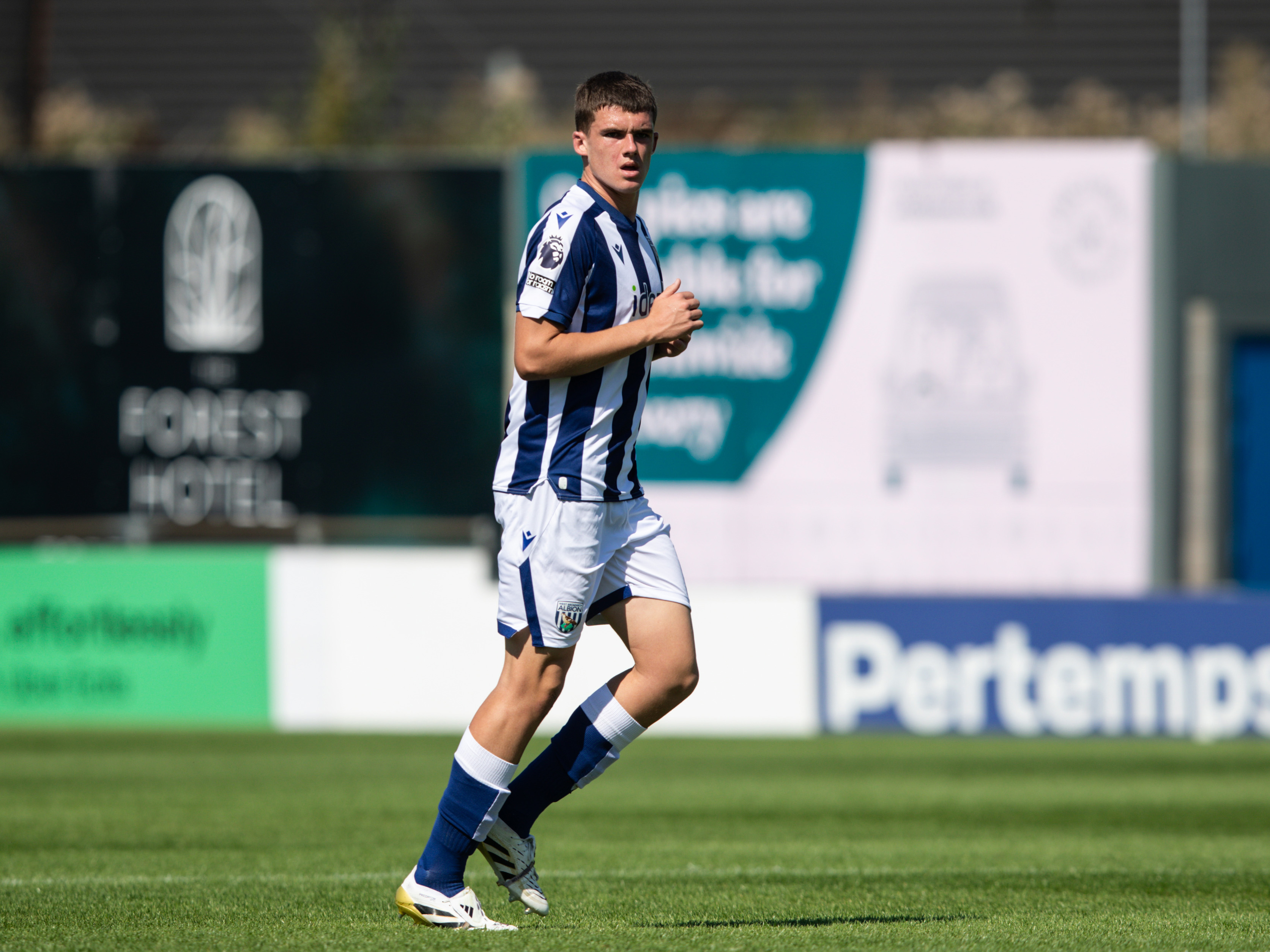 A photo of Albion U21 midfielder Matt Crowther in the 2025/26 home kit