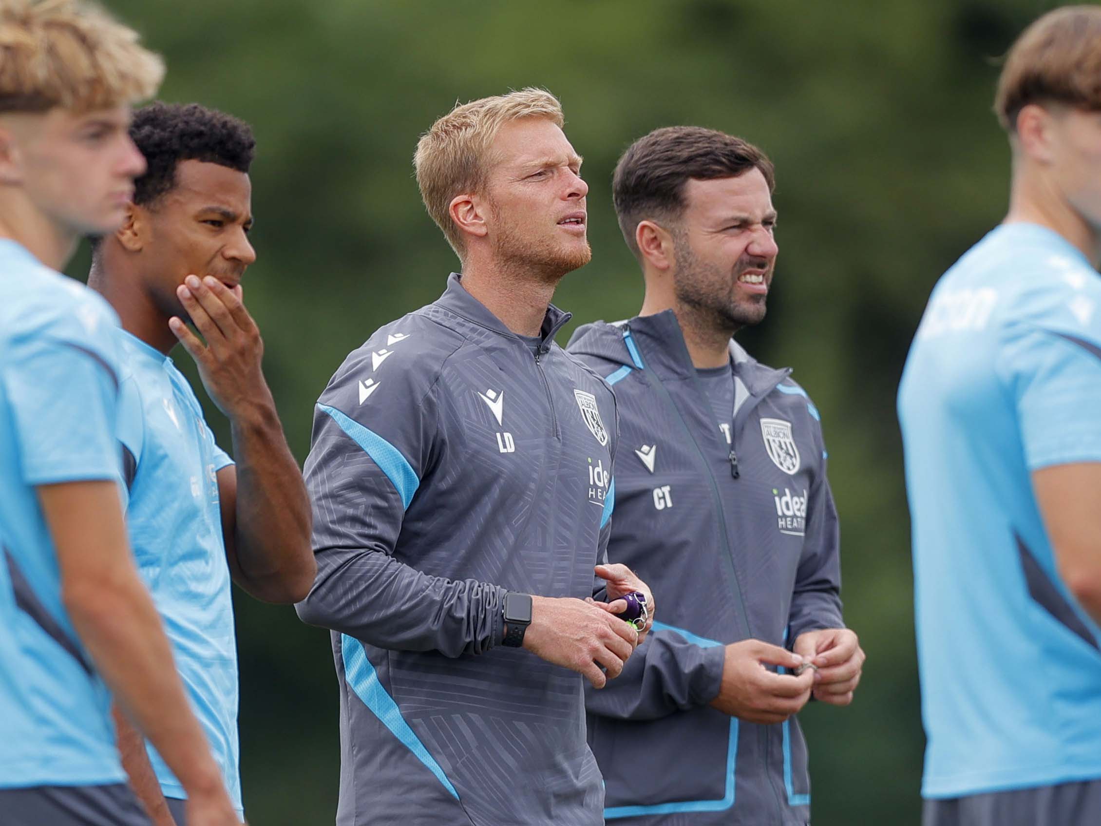 A photo of Albion U21 boss Leigh Downing in training