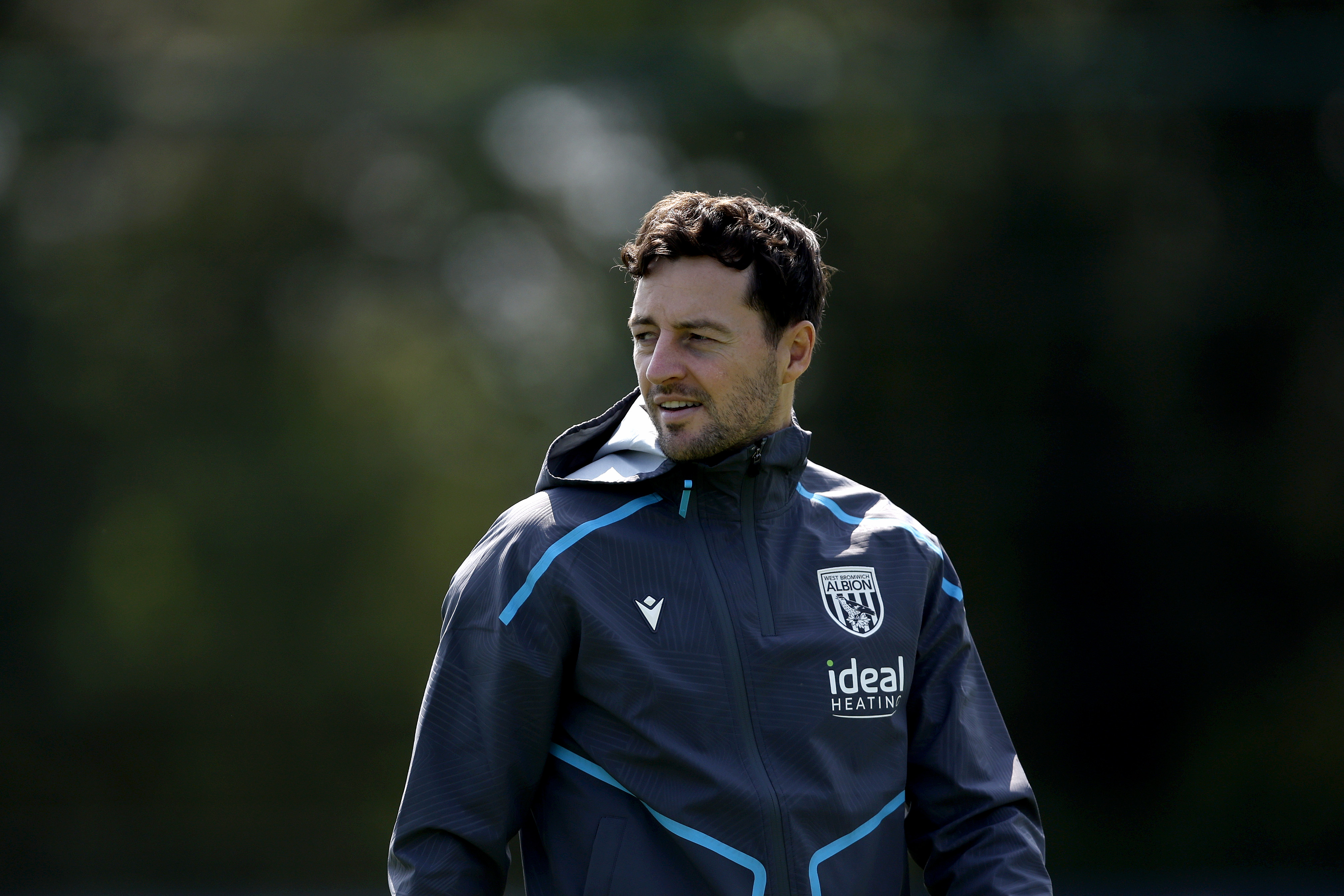 Ryan Mason looking to his right during a training session 
