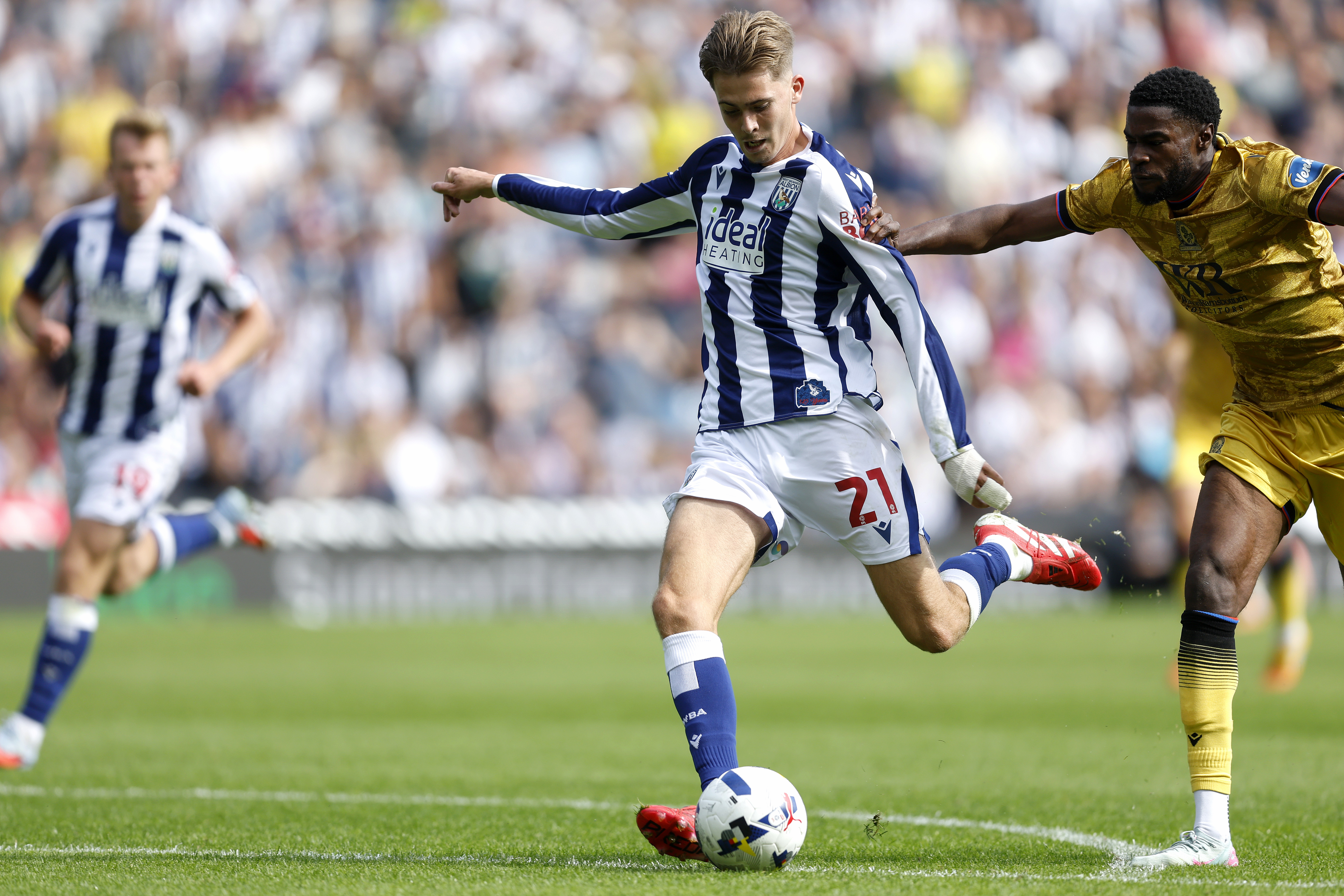 Isaac Price in action against Blackburn Rovers in the home kit
