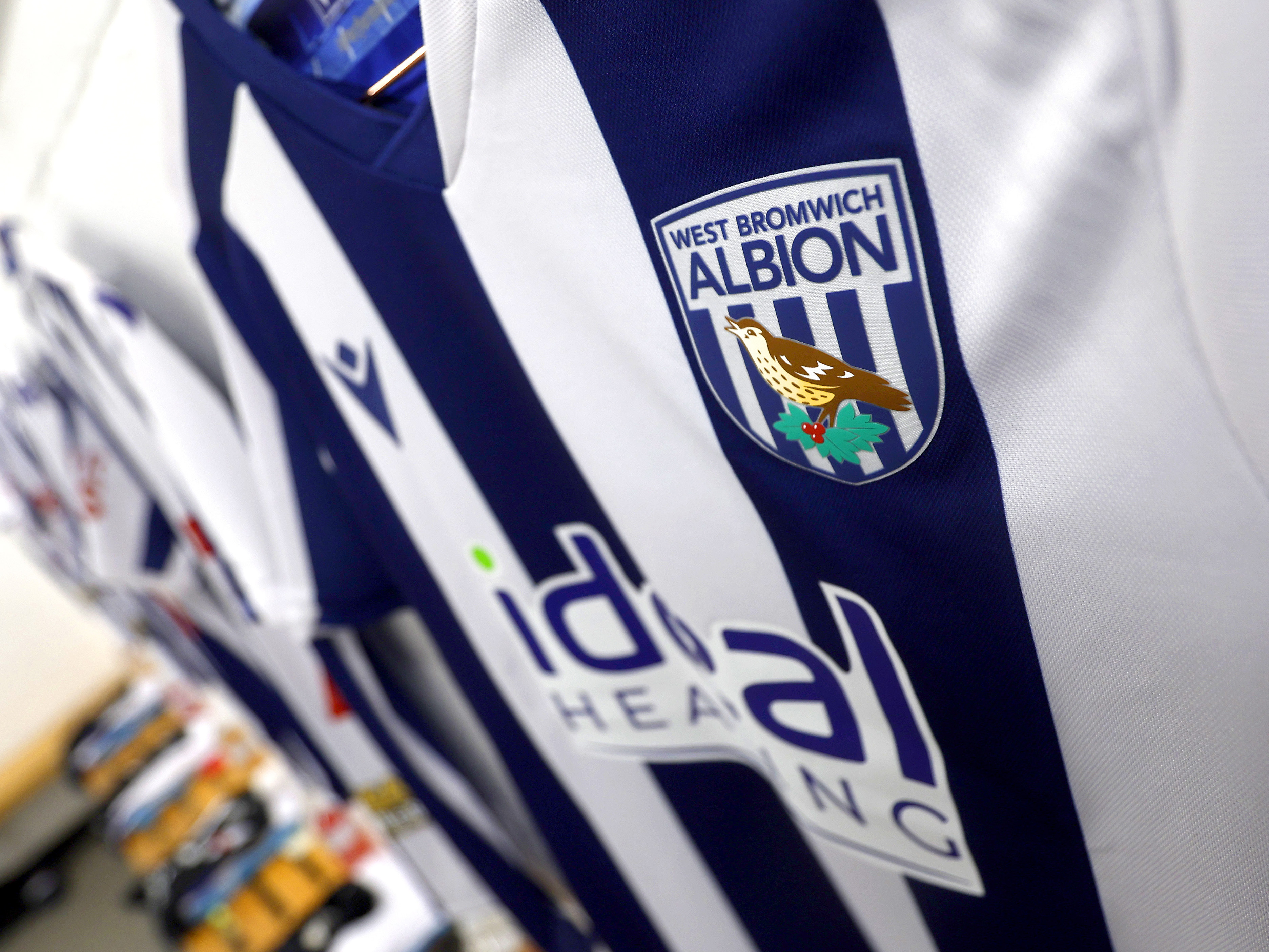 A close up shot of Albion's home shirt 