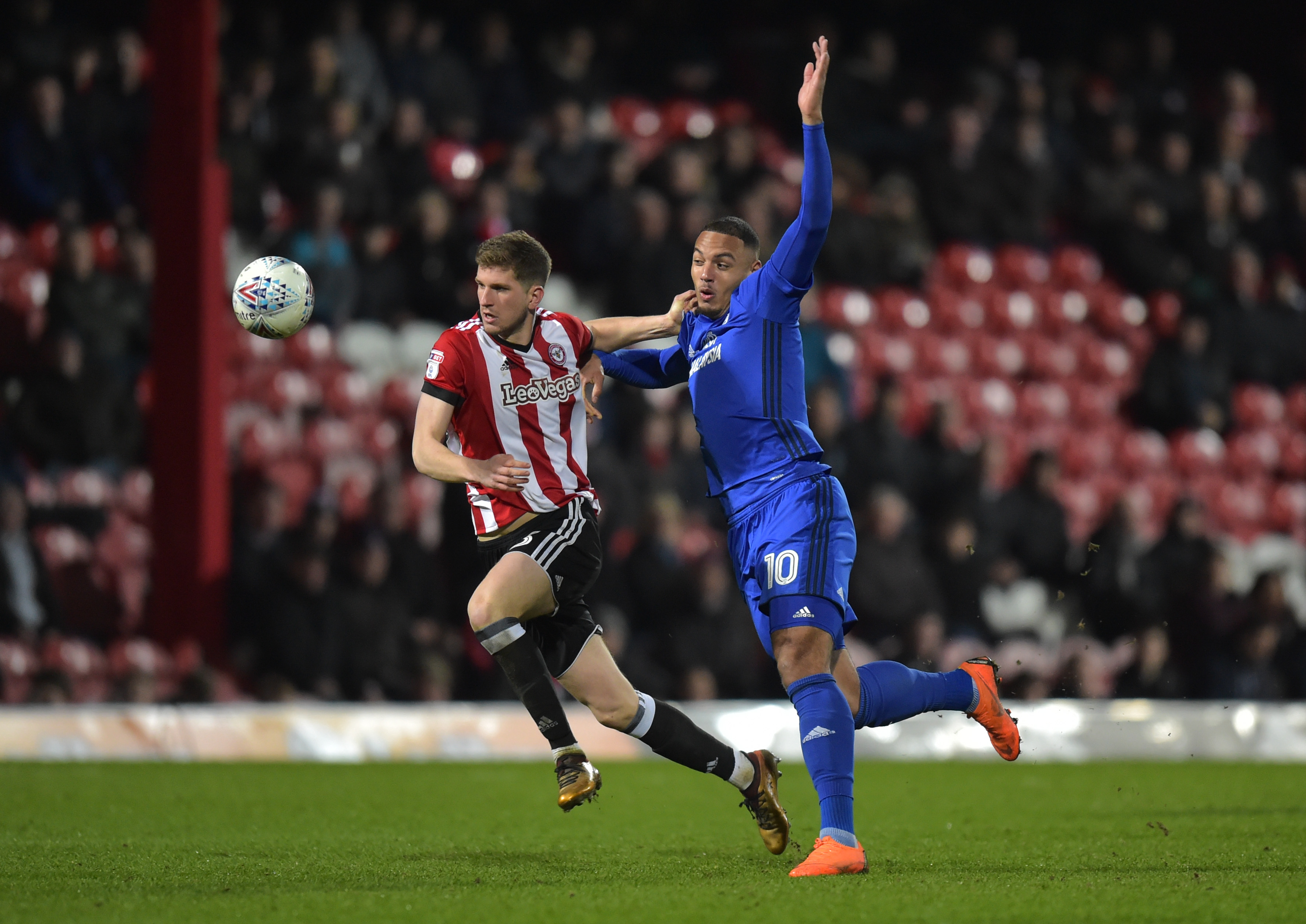 Chris Mepham in action for Brentford in 2017