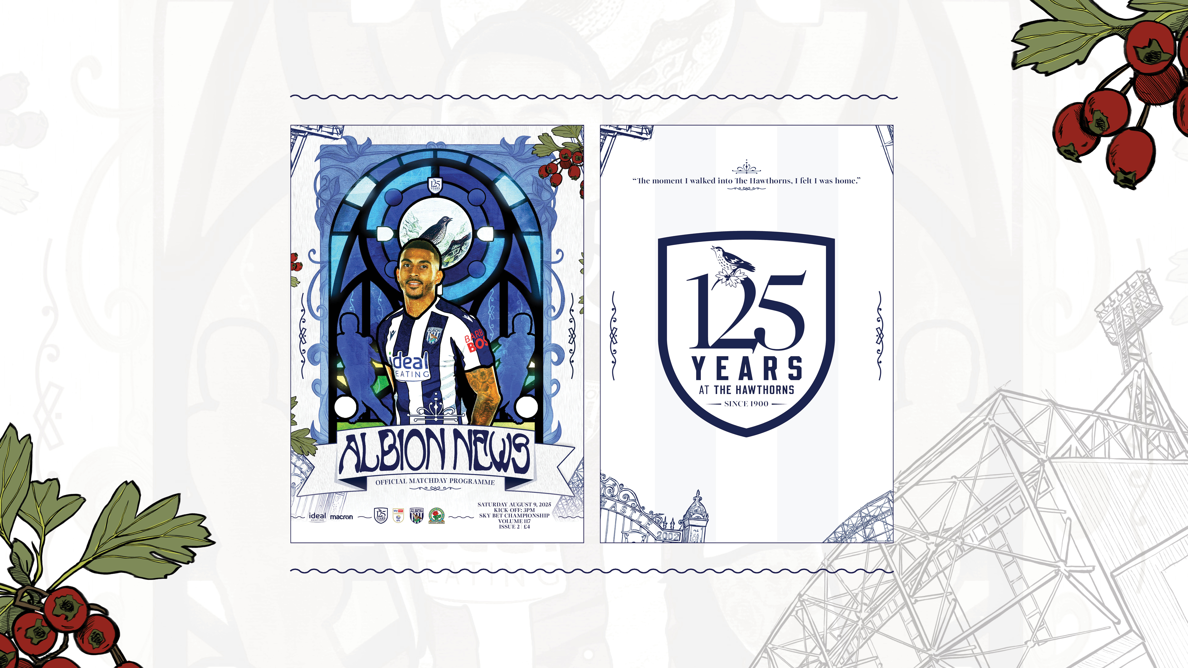 A 125 year Hawthorns programme cover for the first game of the 2025/26 season 