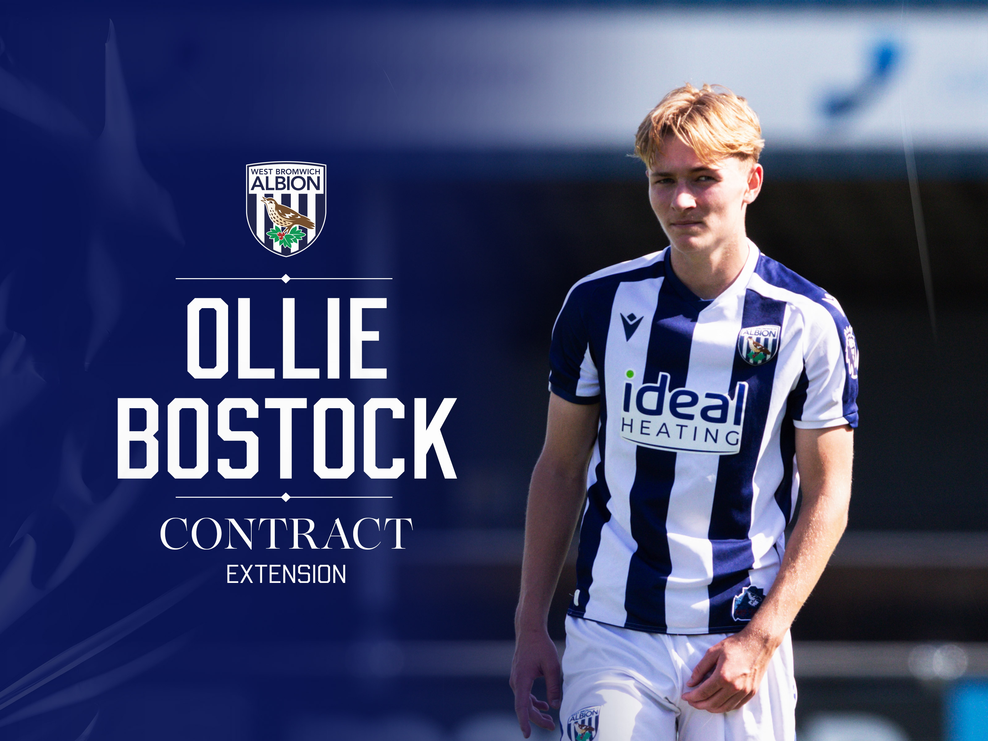 A photo of Ollie Bostock in a contract extension graphic