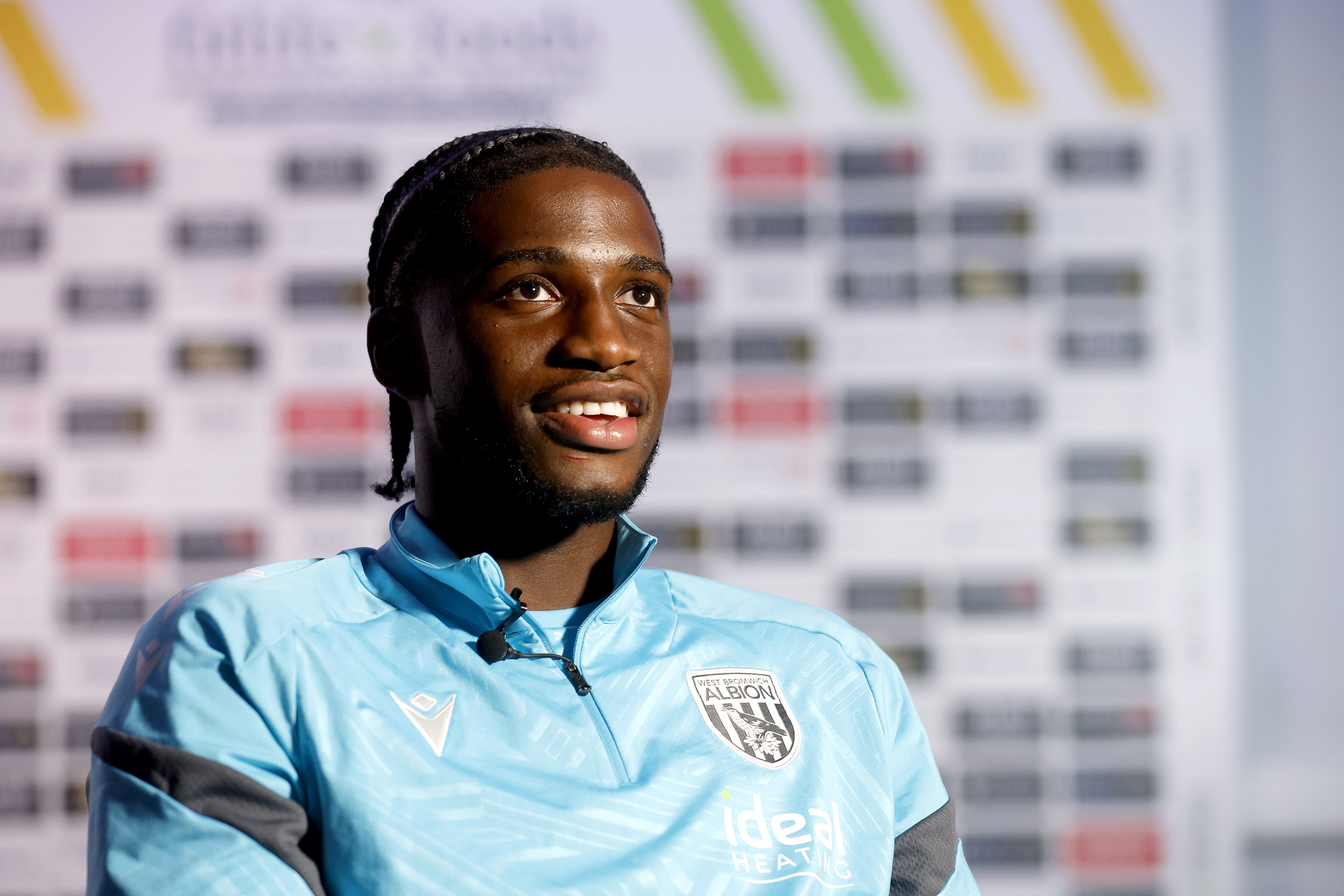 Samuel Iling-Junior smiling while being interviewed by WBA TV