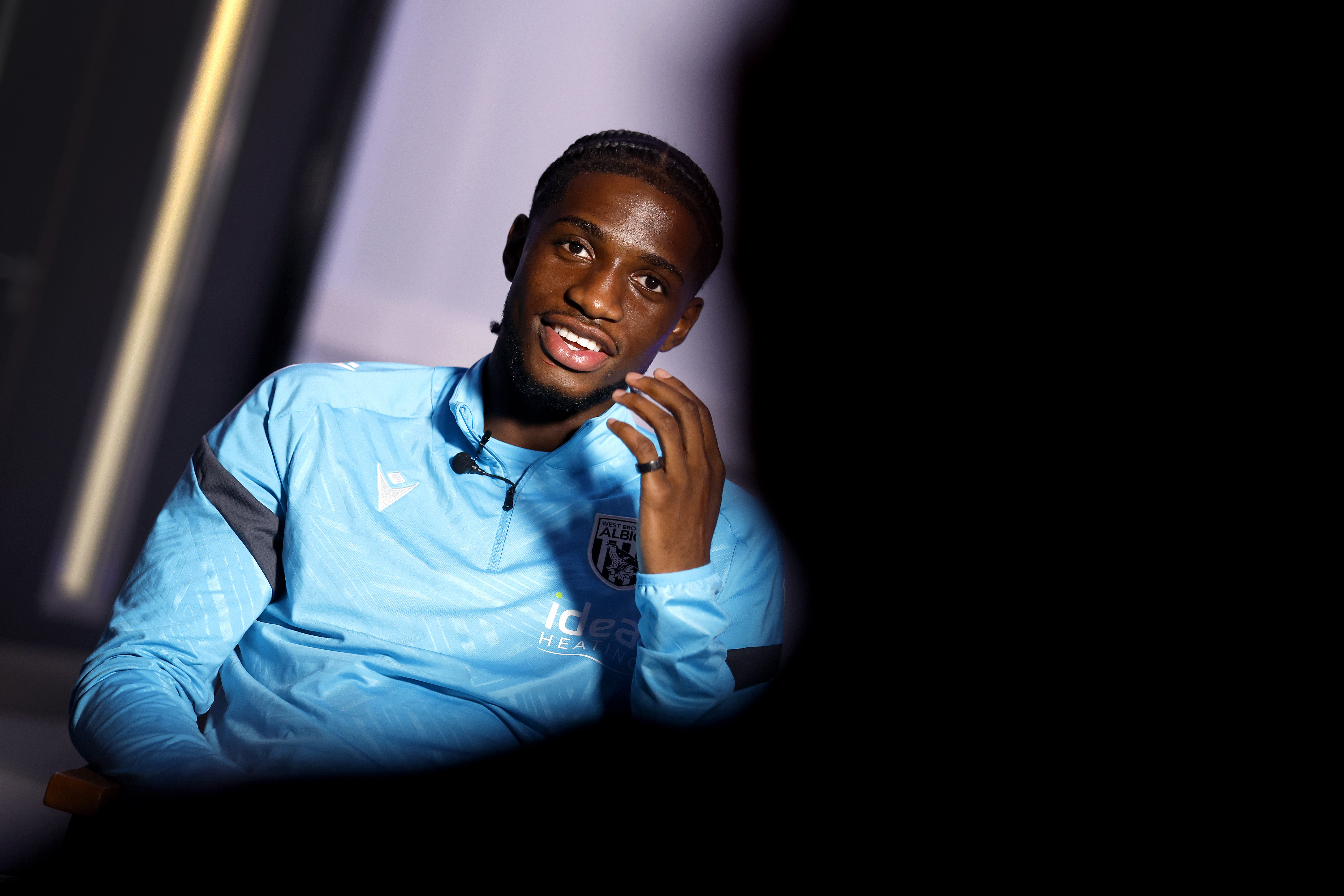 Samuel Iling-Junior smiling while being interviewed by WBA TV