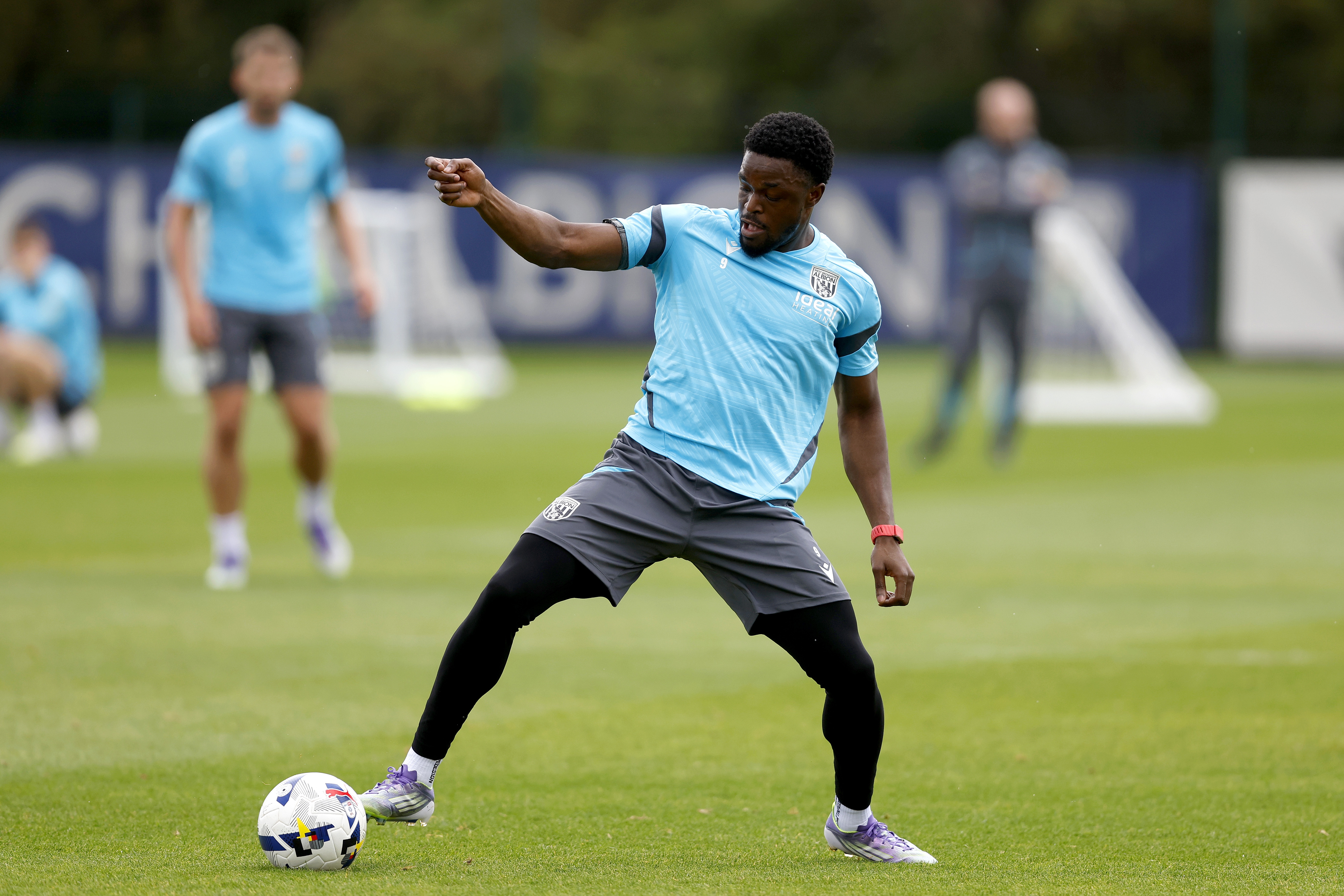 Josh Maja on the ball in training 