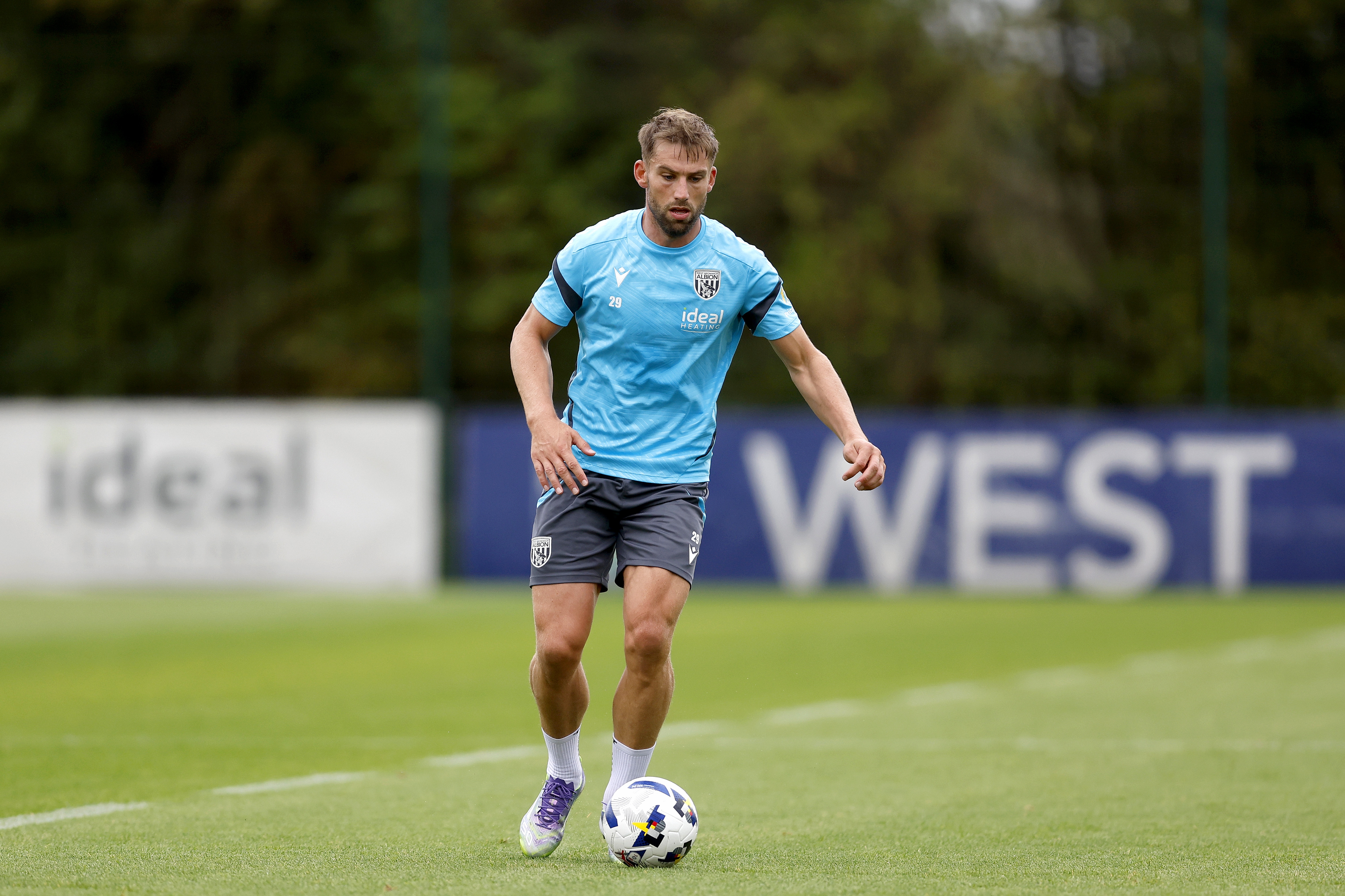Charlie Taylor on the ball during training 