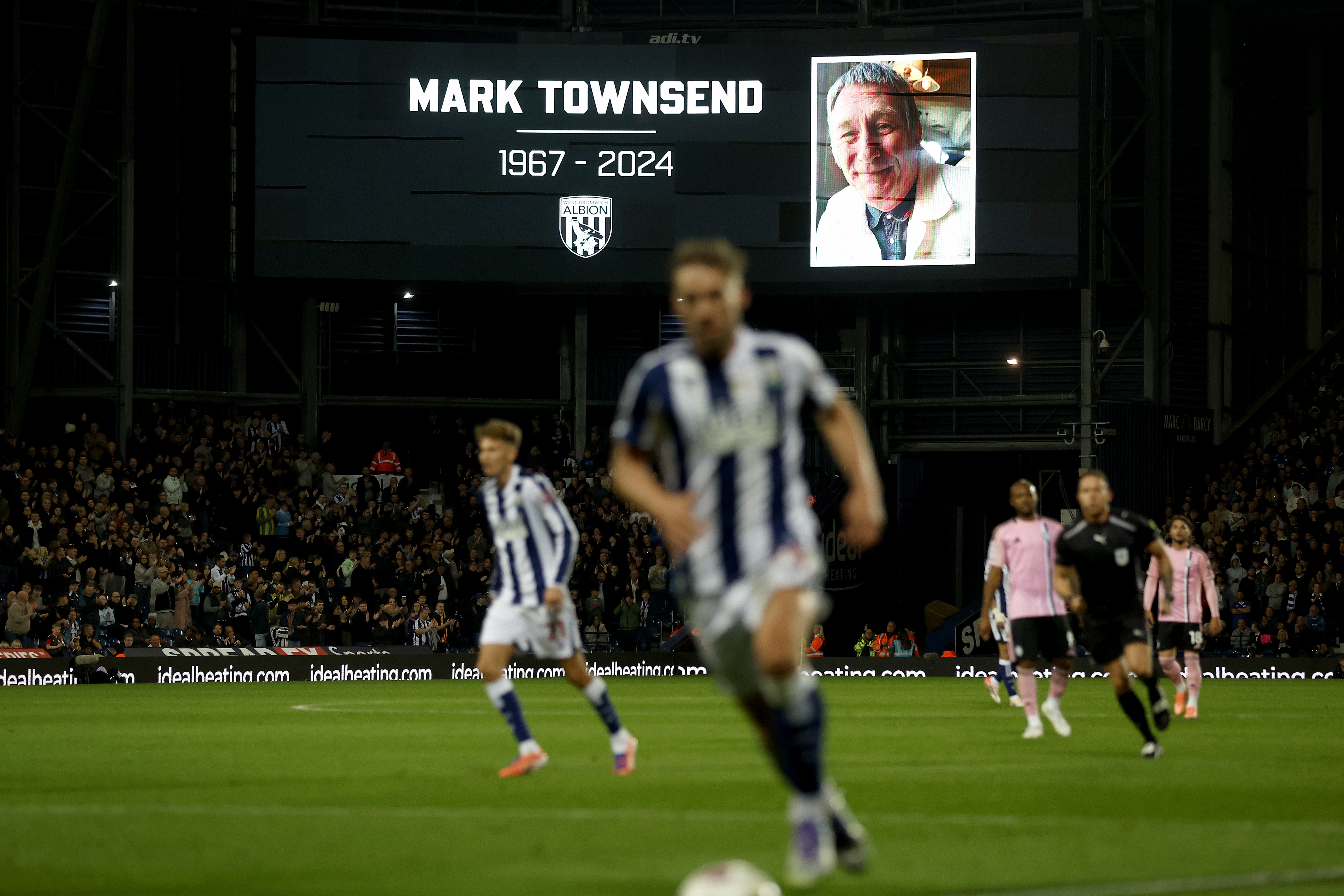 Mark Townsend name and picture up on the big screen at The Hawthorns 