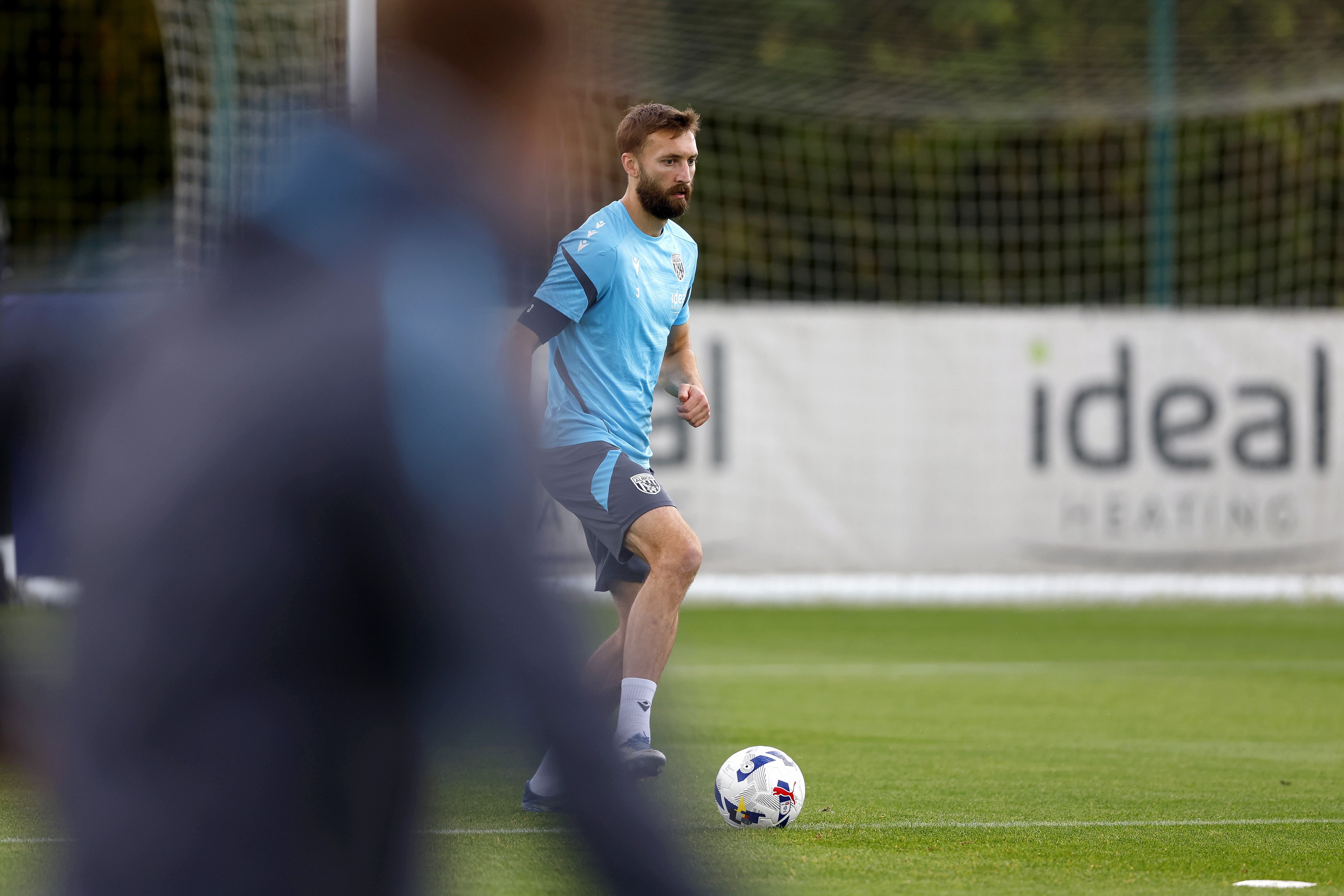 Nat Phillips on the ball during training