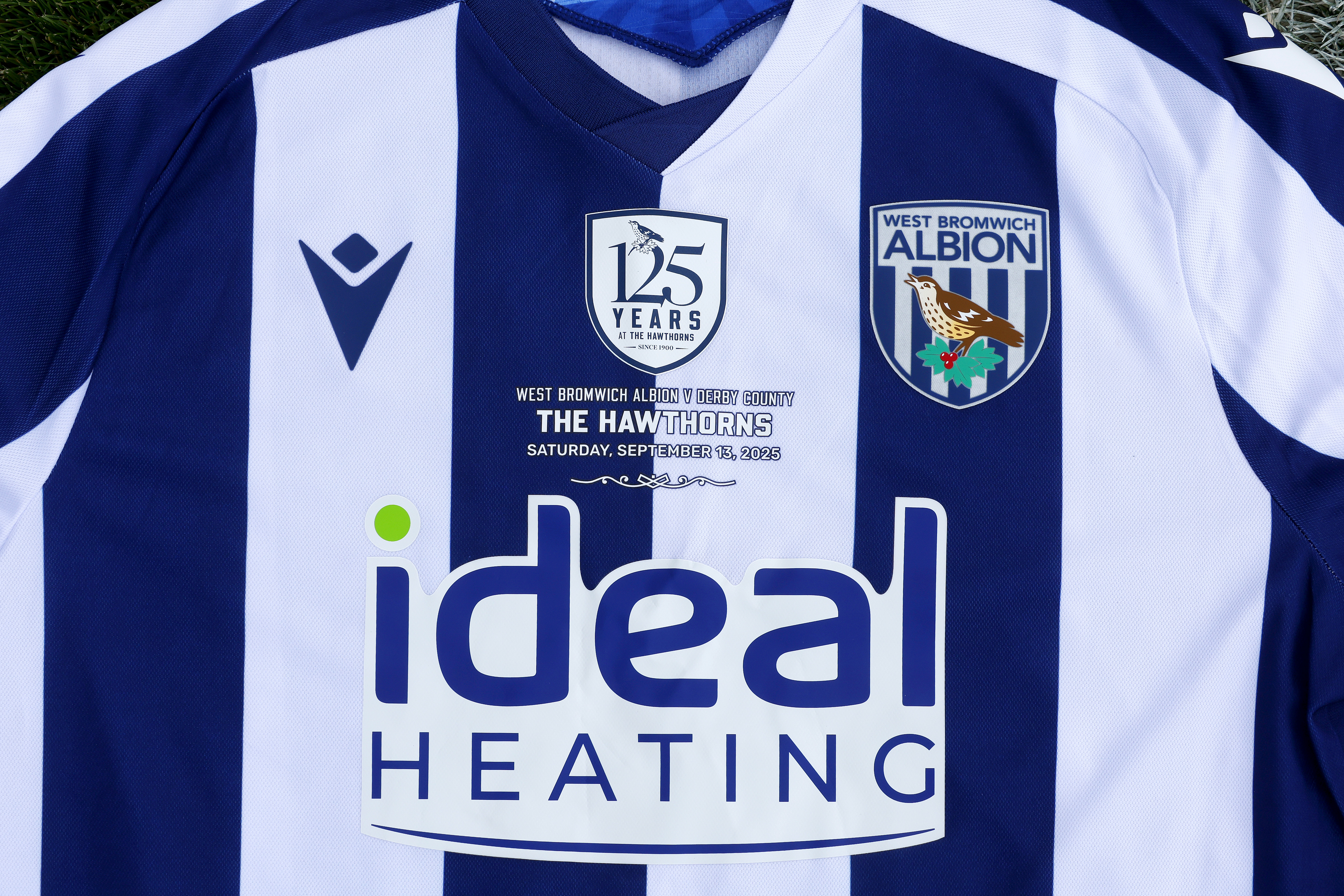 A shirt for The Hawthorns' 125th-anniversary fixture between Albion and Derby County.
