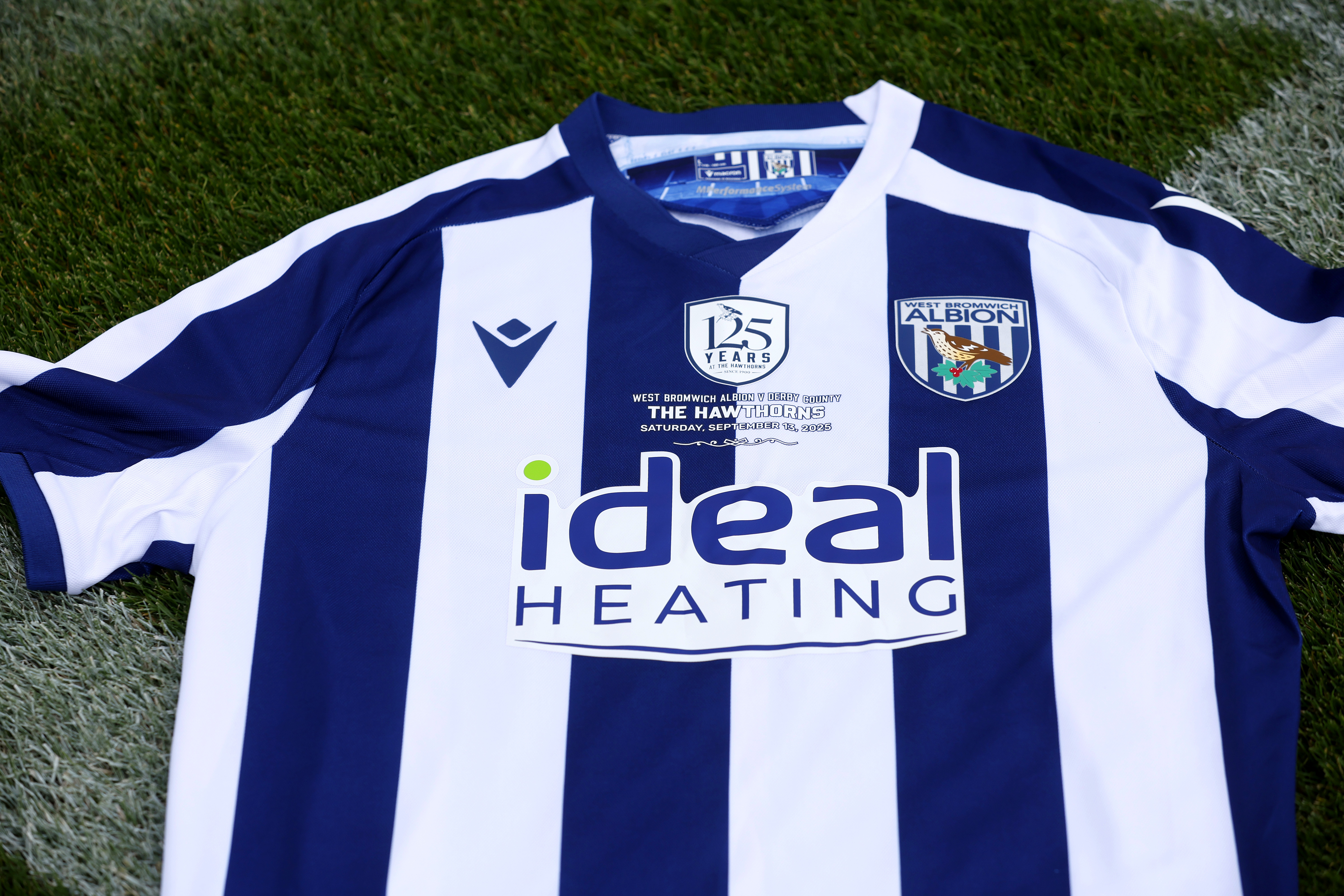 A shirt for The Hawthorns' 125th-anniversary fixture between Albion and Derby County.