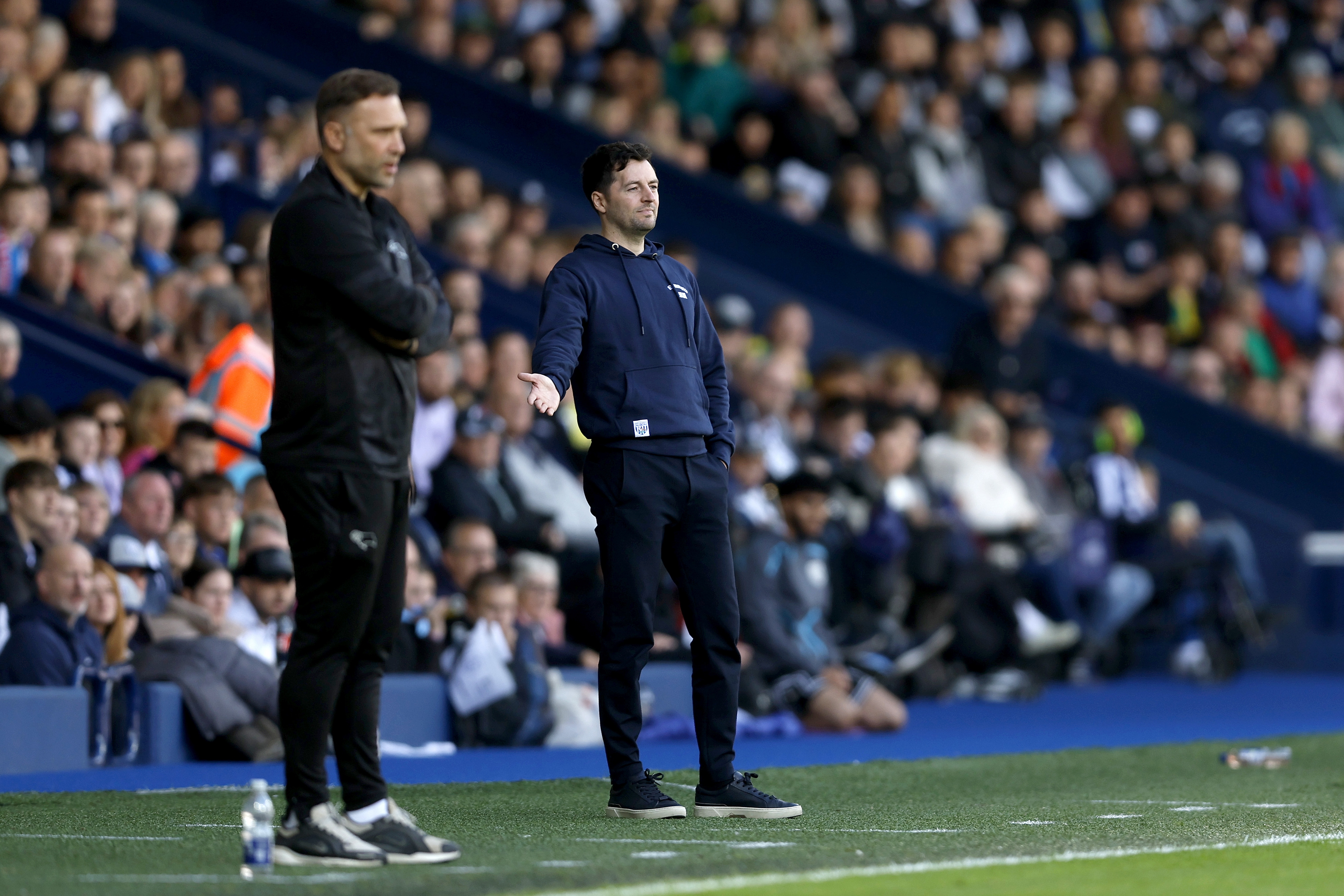 Ryan Mason on the touchline at The Hawthorns during the game against Derby