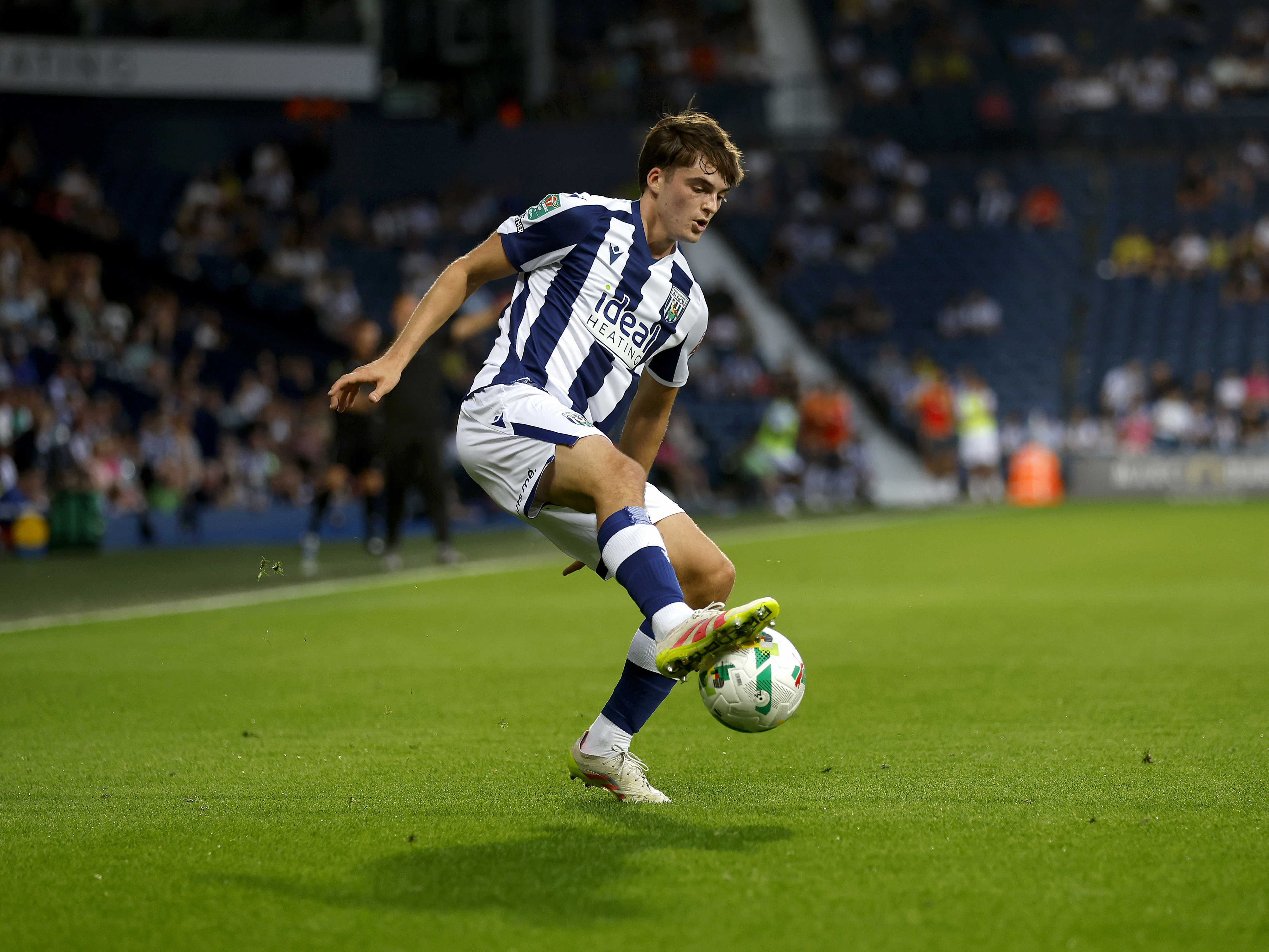 An image of Alex Williams on the ball during his Albion debut against Derby