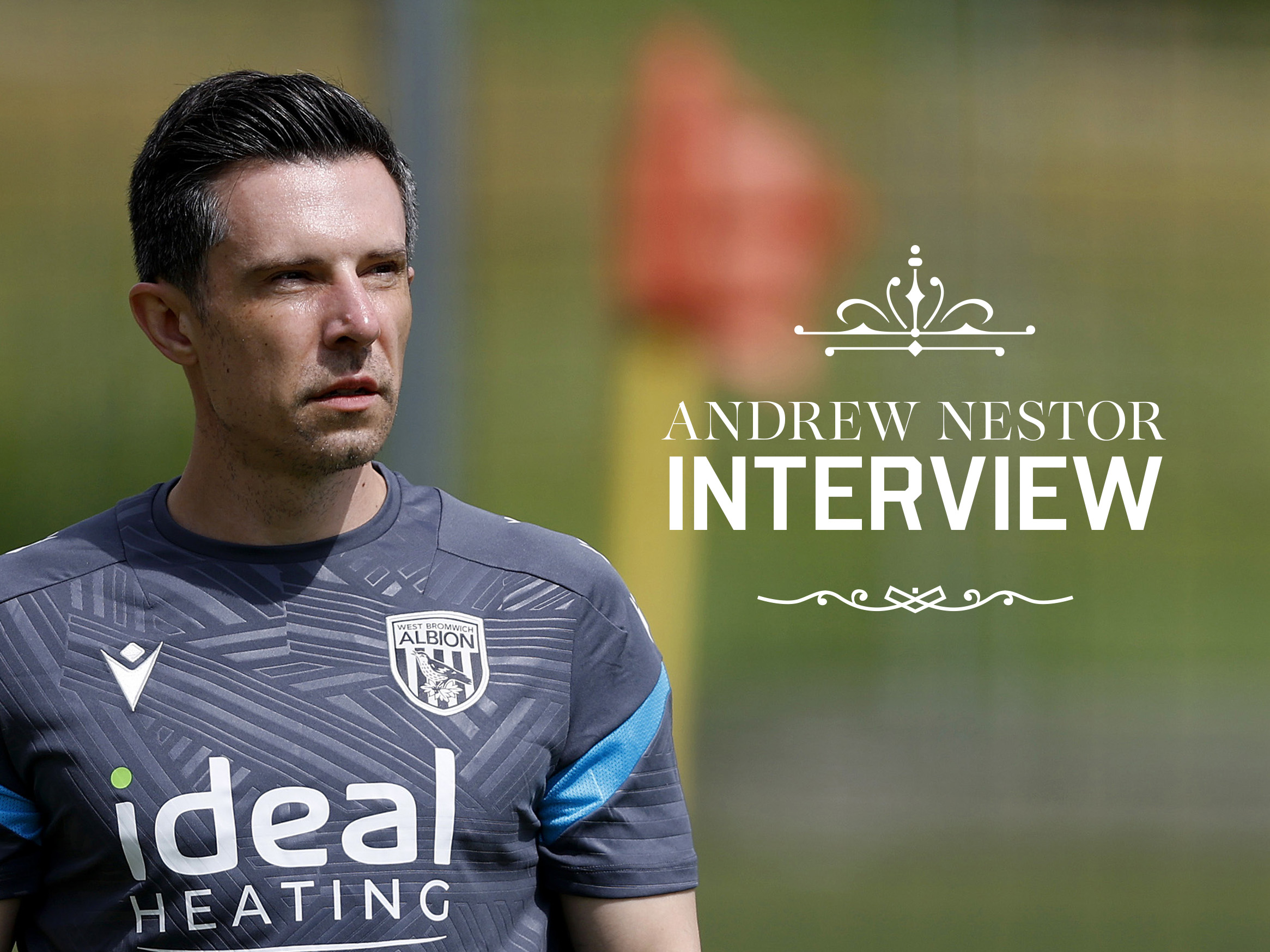 Andrew Nestor in a WBA training top with the words Andrew Nestor interview written on a graphic 