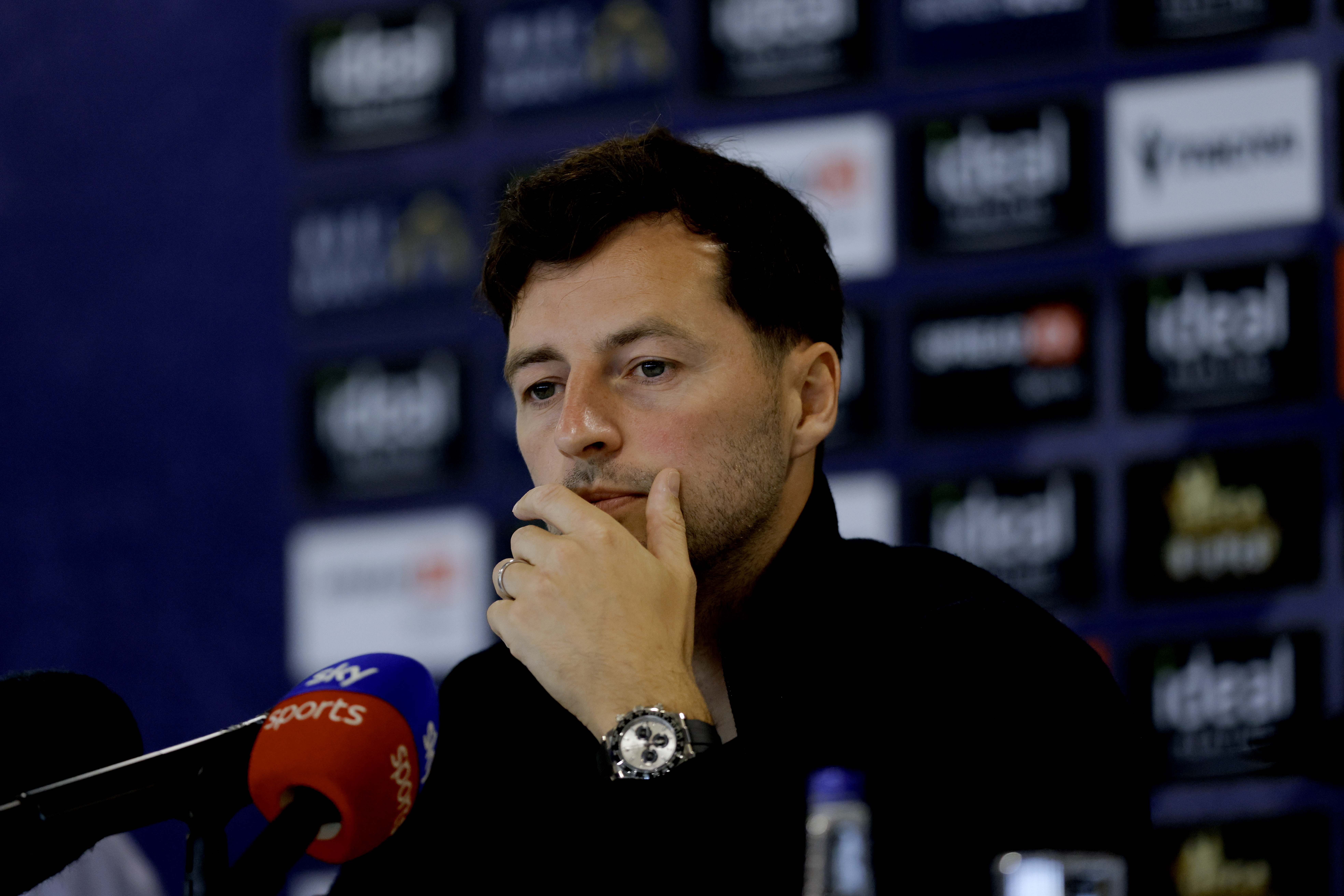 Ryan Mason speaking to the media during a press conference 