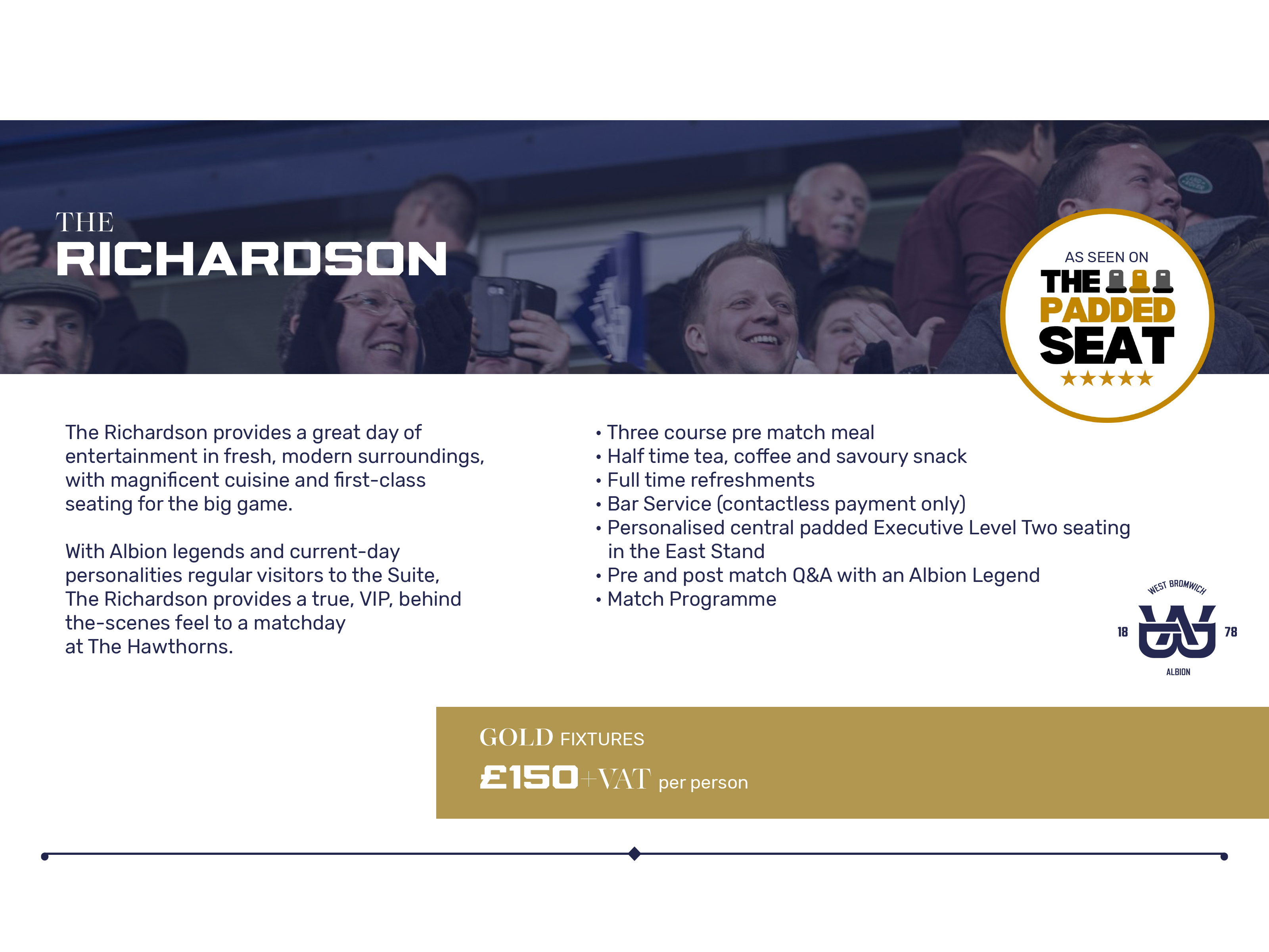 A graphic displaying gold hospitality details in the Richardson Suite
