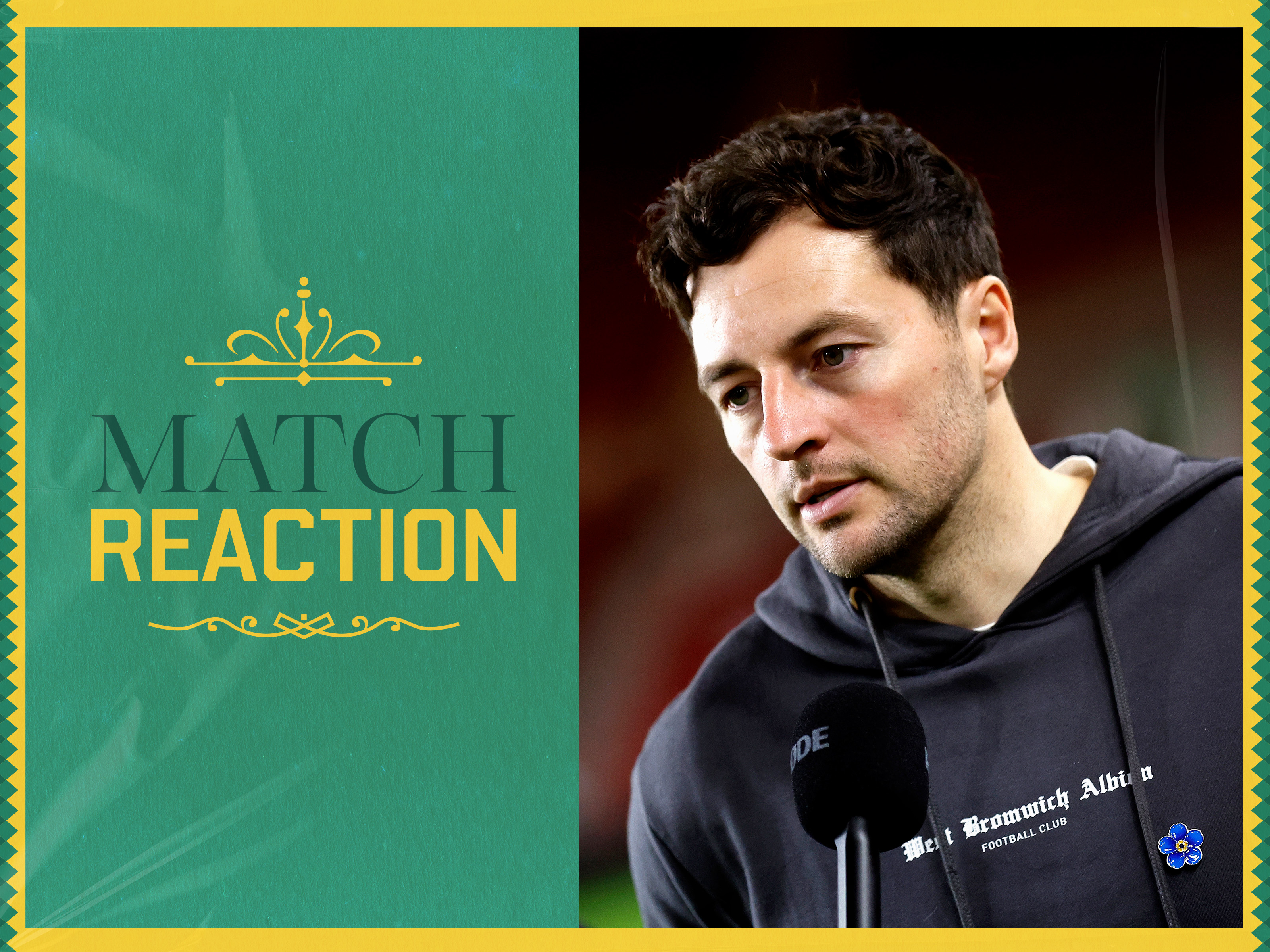 Ryan Mason is interviewed by WBA TV after defeat at Boro