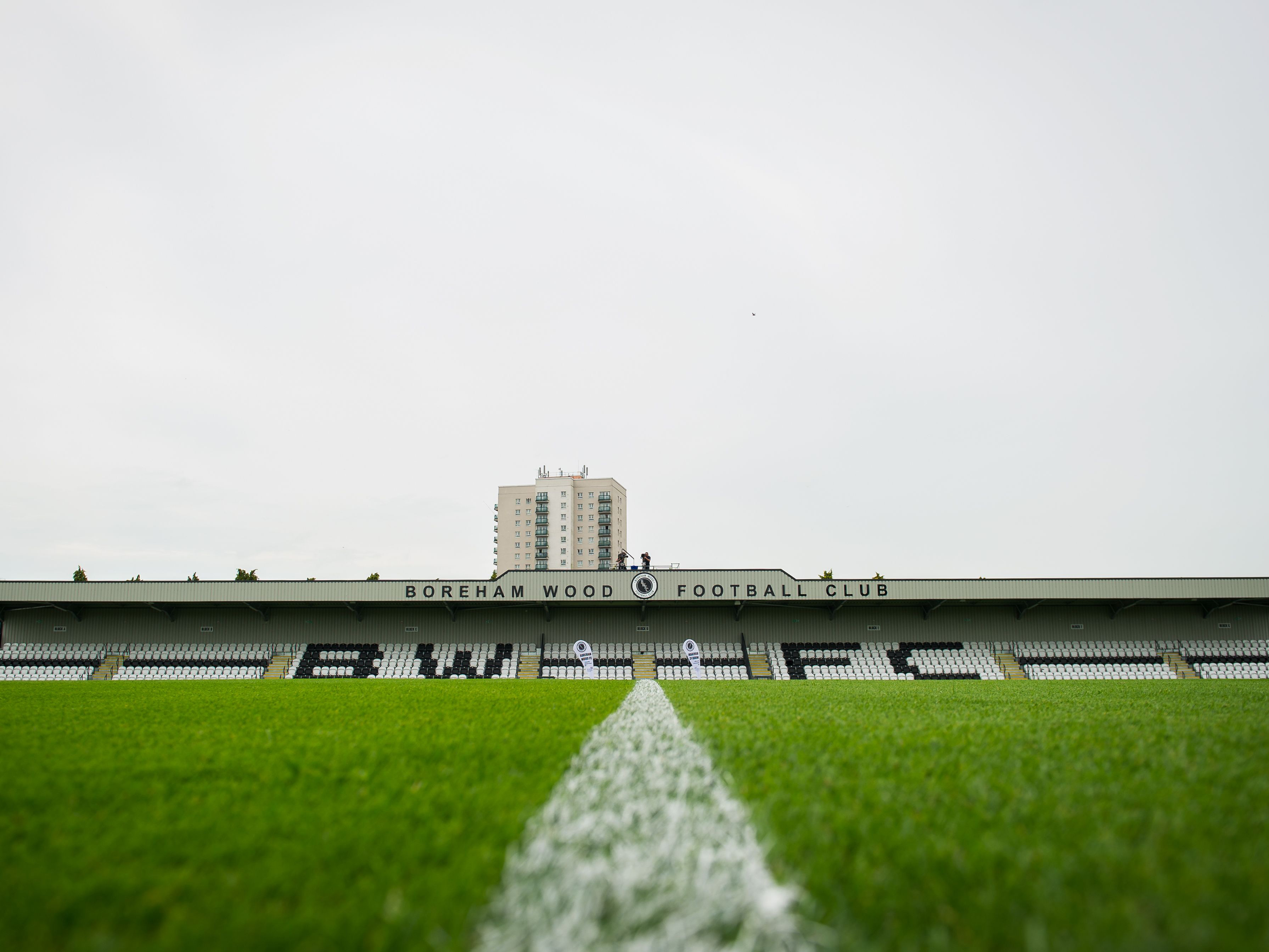 A photo of Boreham Wood's Meadow Park stadium