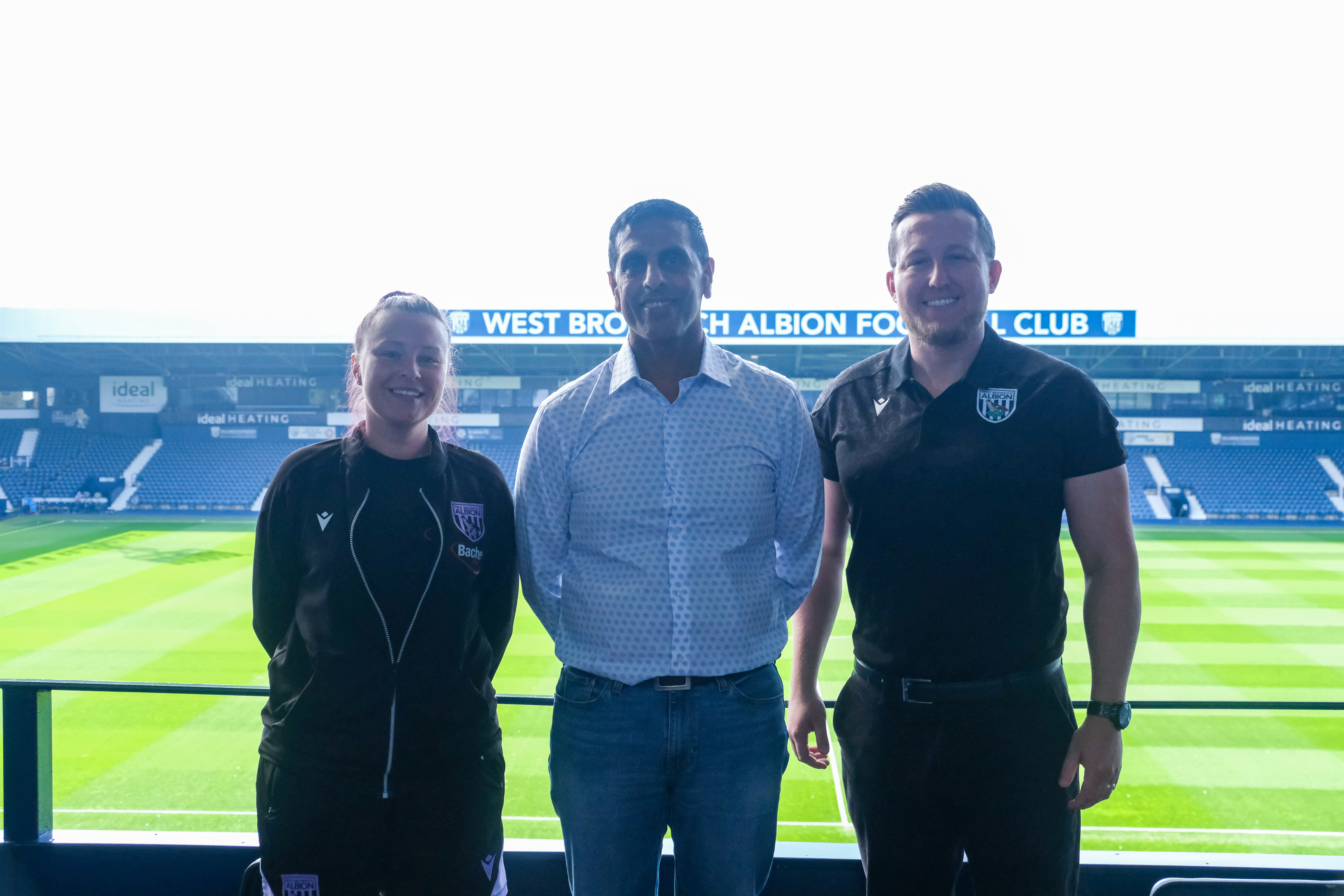 Jayne Norton, Kuldep S Nahal and Jonathan Ward at The Hawthorns.