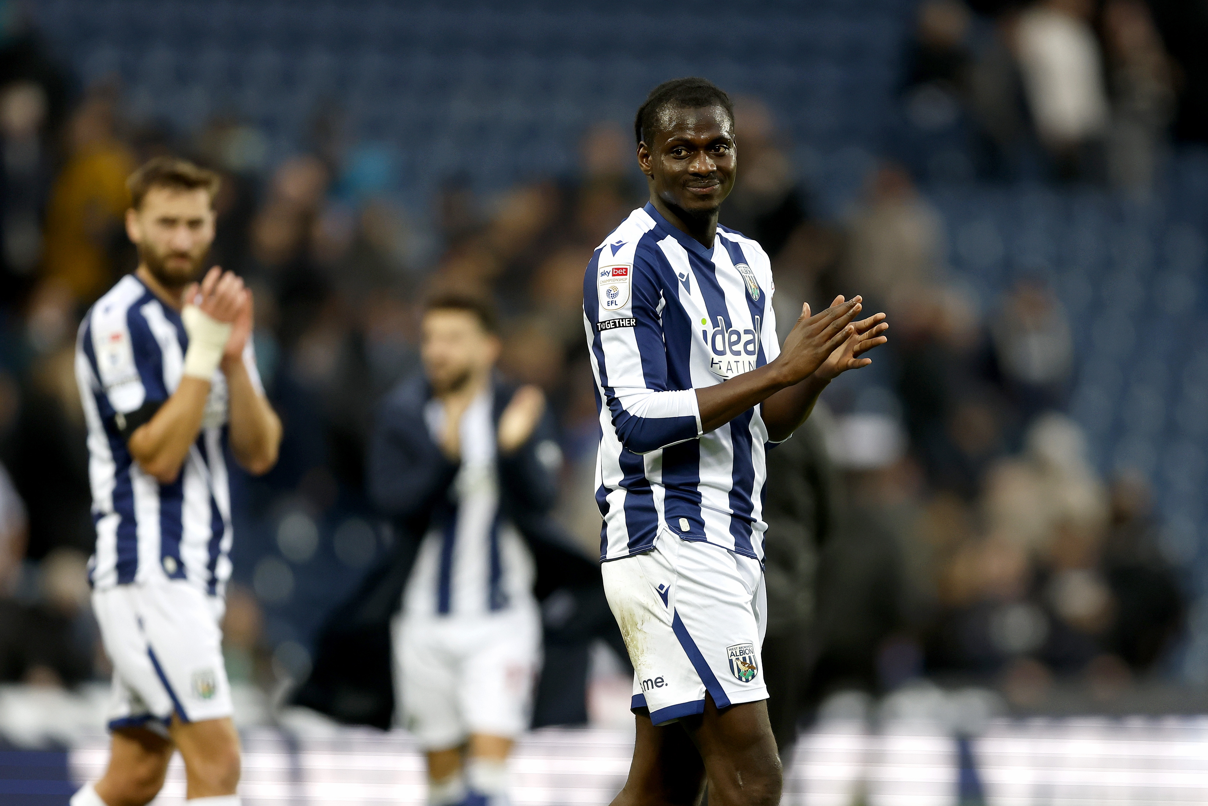 Ousmane Diakité applauds fans after the win over PNE 
