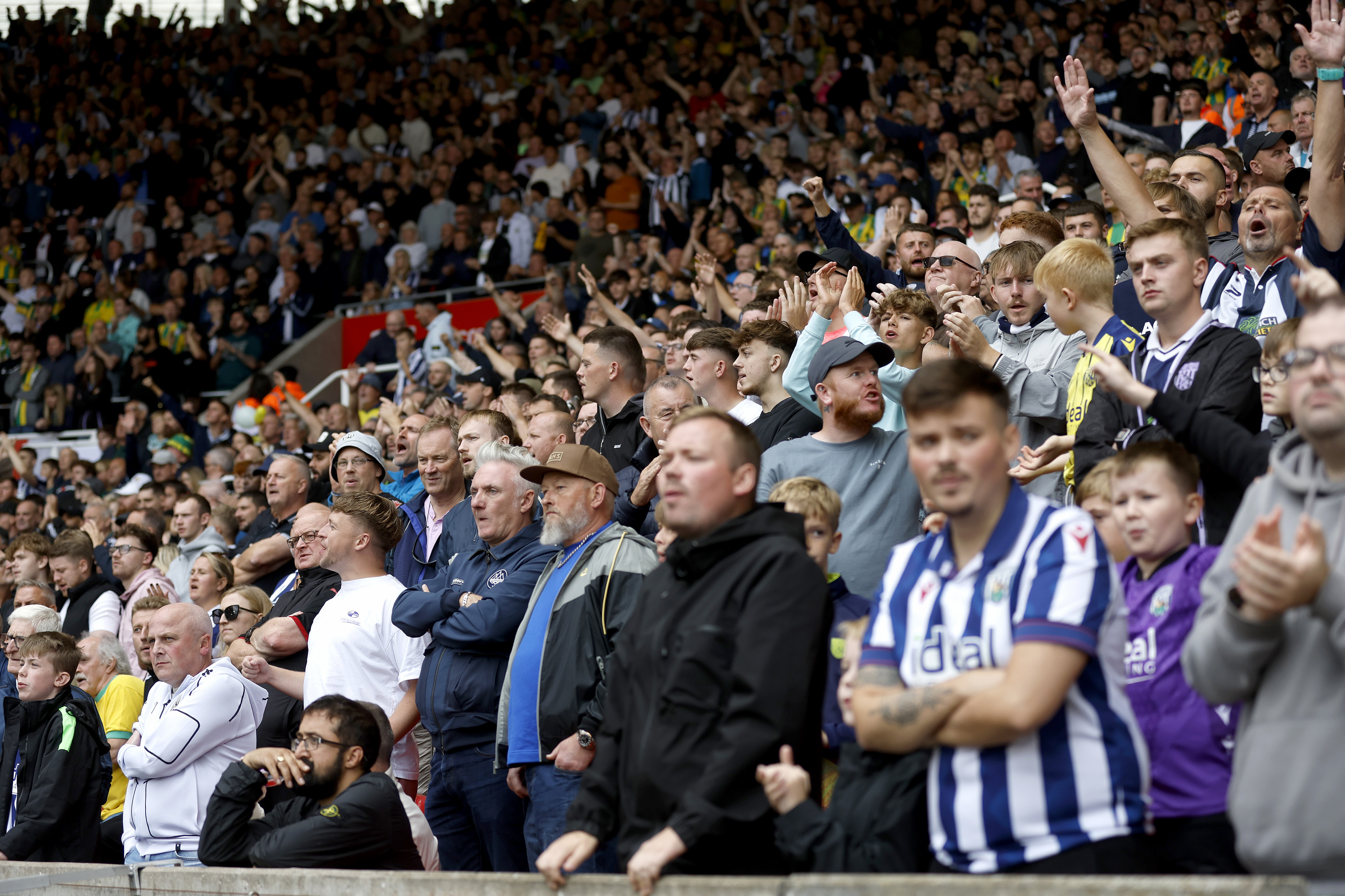 A general view of hundreds of WBA fans at a game