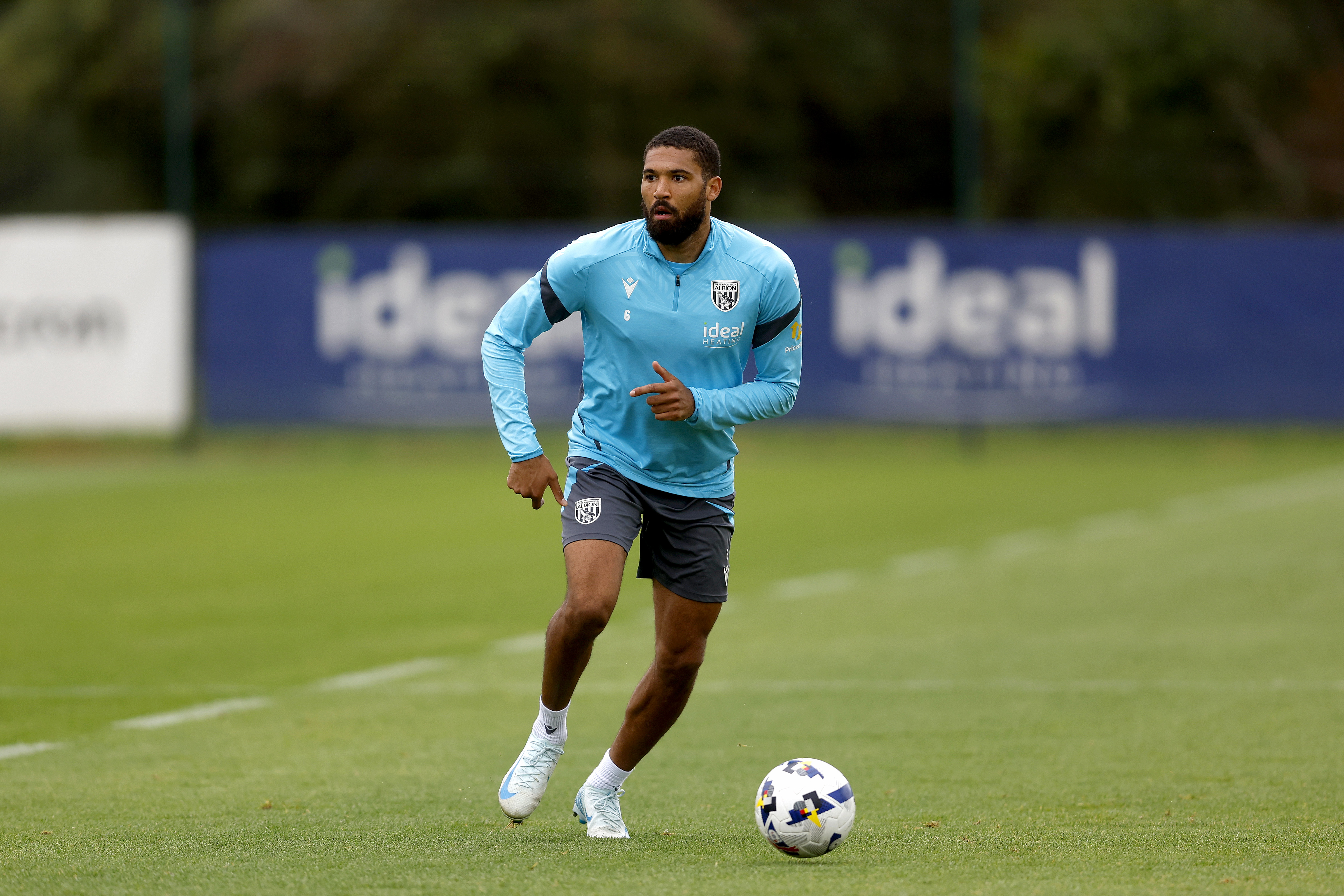 George Campbell on the ball during training