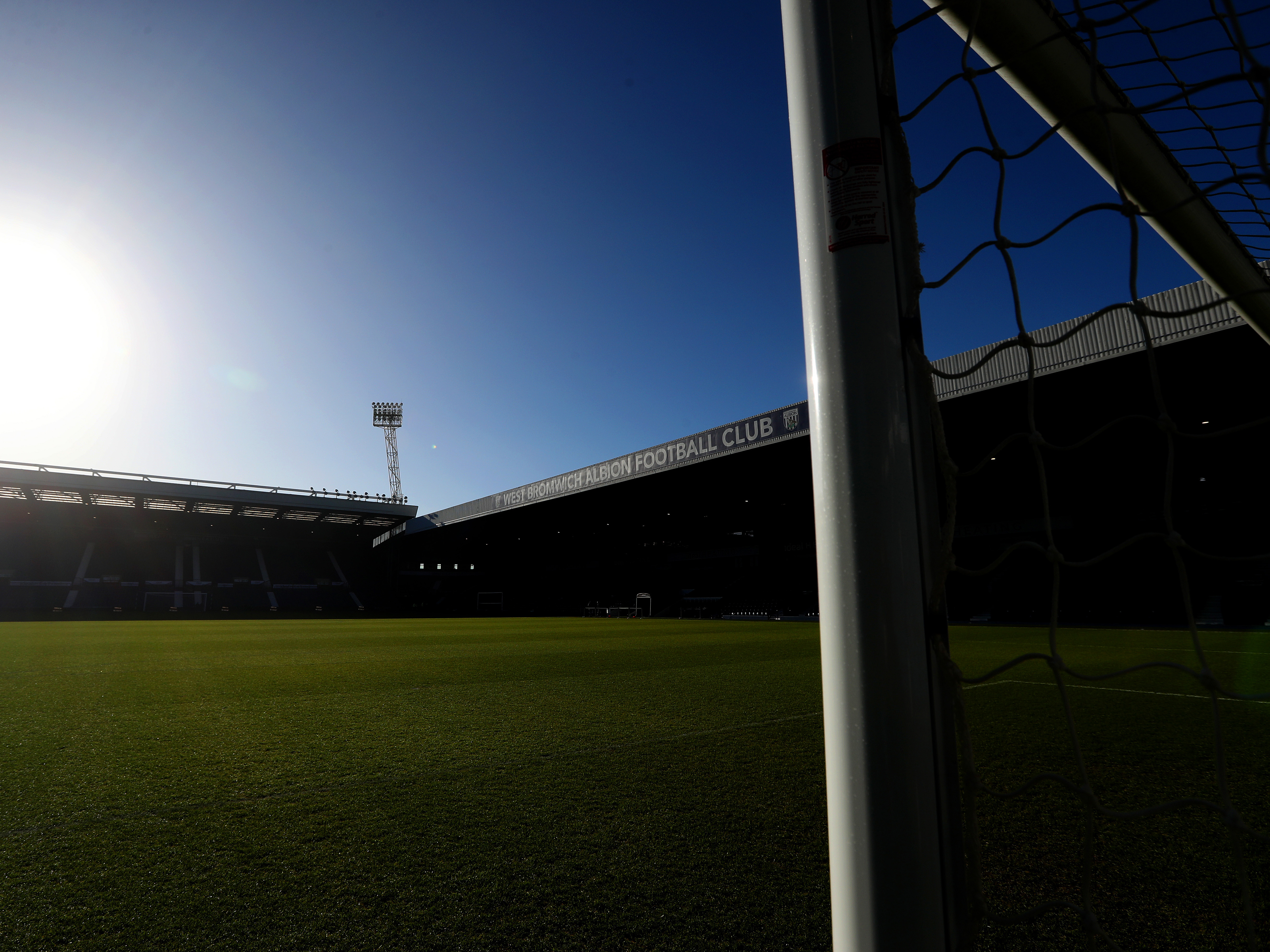 A photo of The Hawthorns stadium in the sunlight 